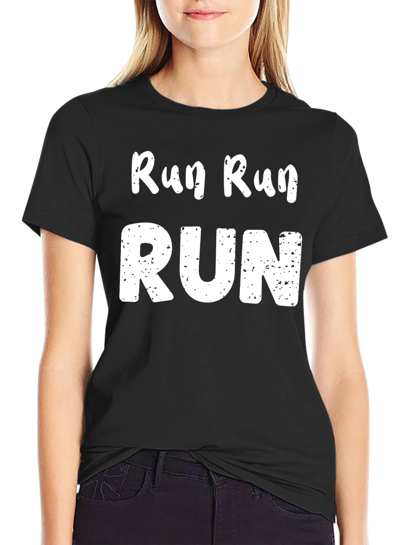 Run Run Run Graphic T-Shirt - Black Cotton Tee