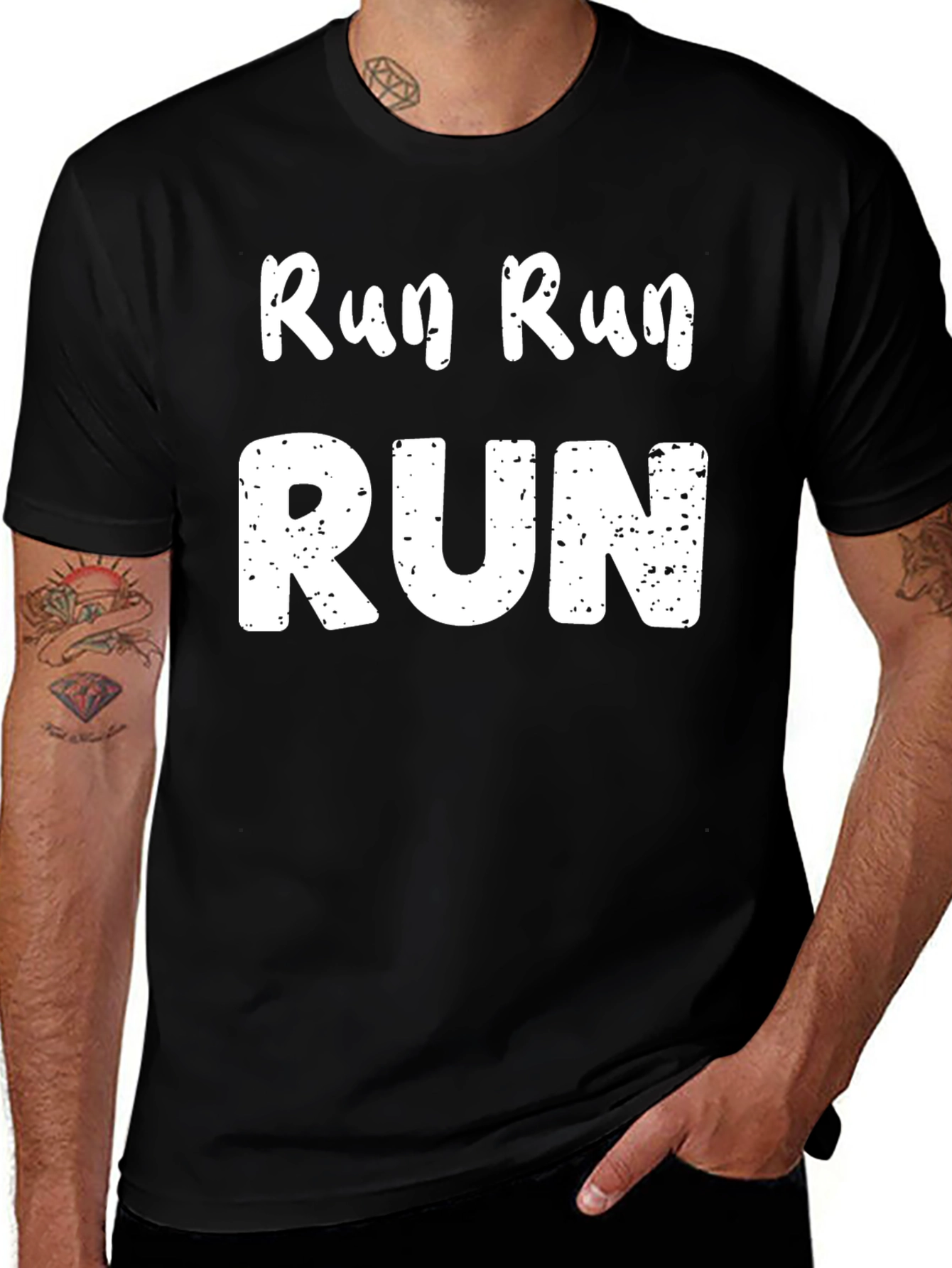 Run Run Run Graphic T-Shirt - Black Cotton Tee