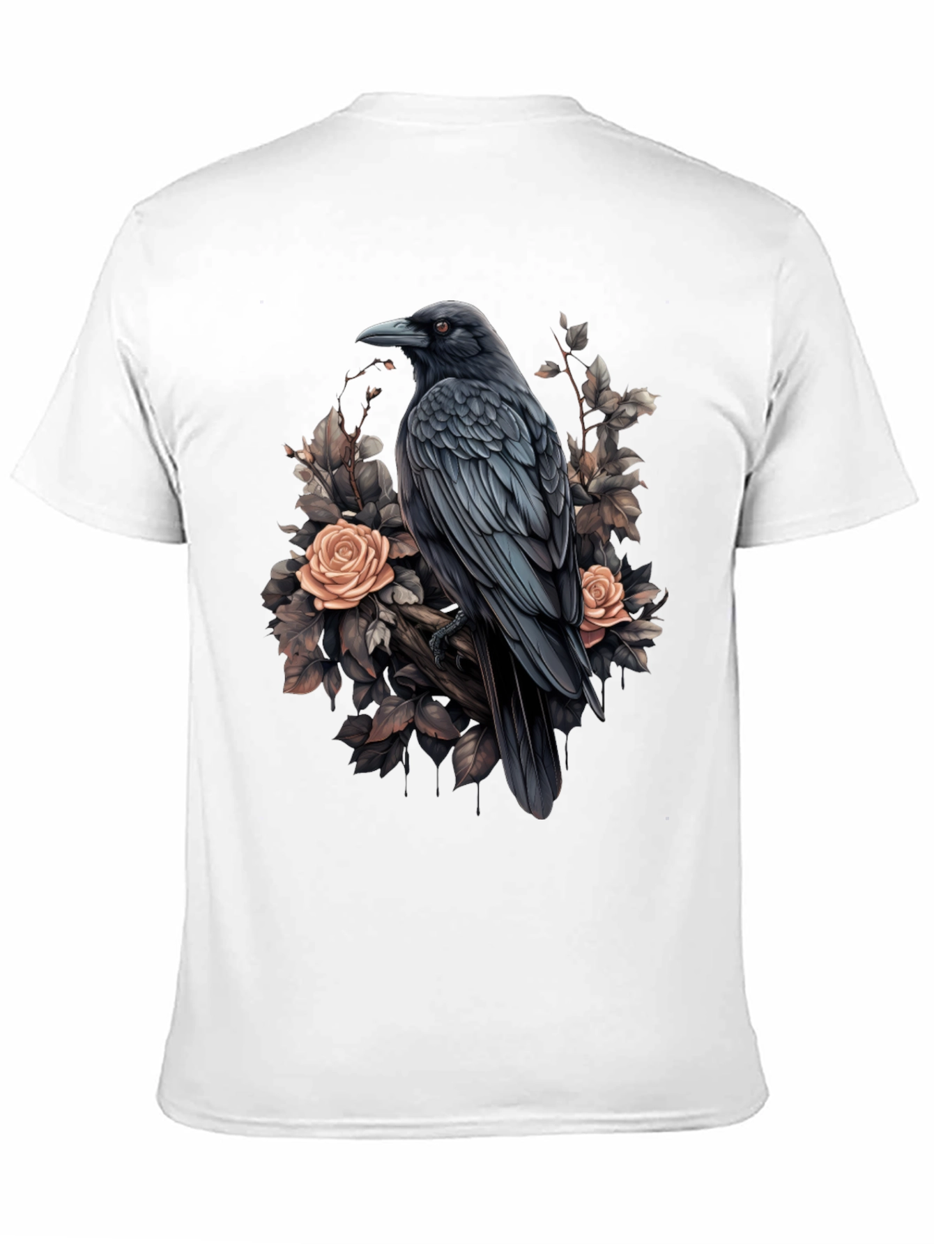 Raven & Roses Graphic T-Shirt - Stylish Bird Design