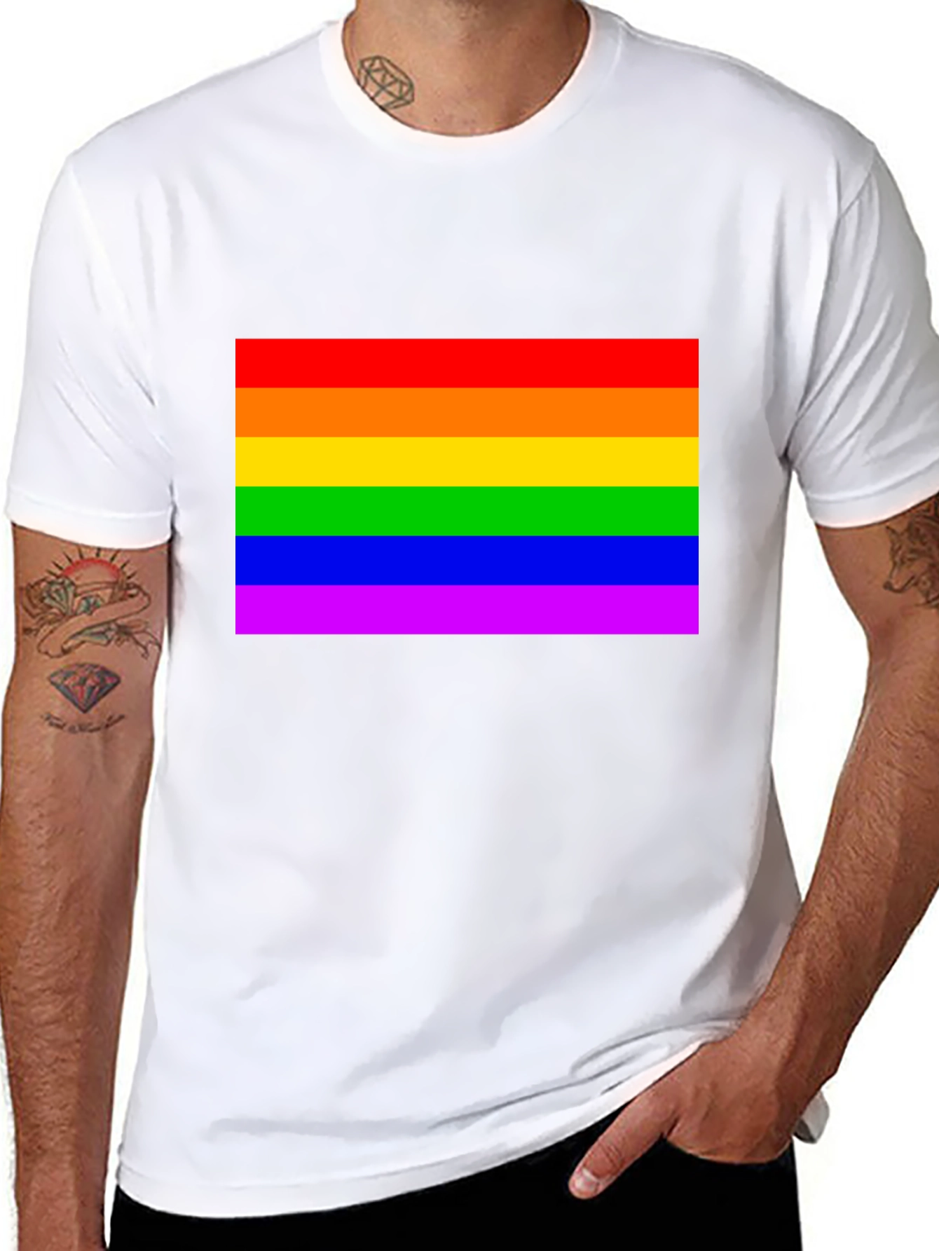Pride Flag Graphic Tee - Black
