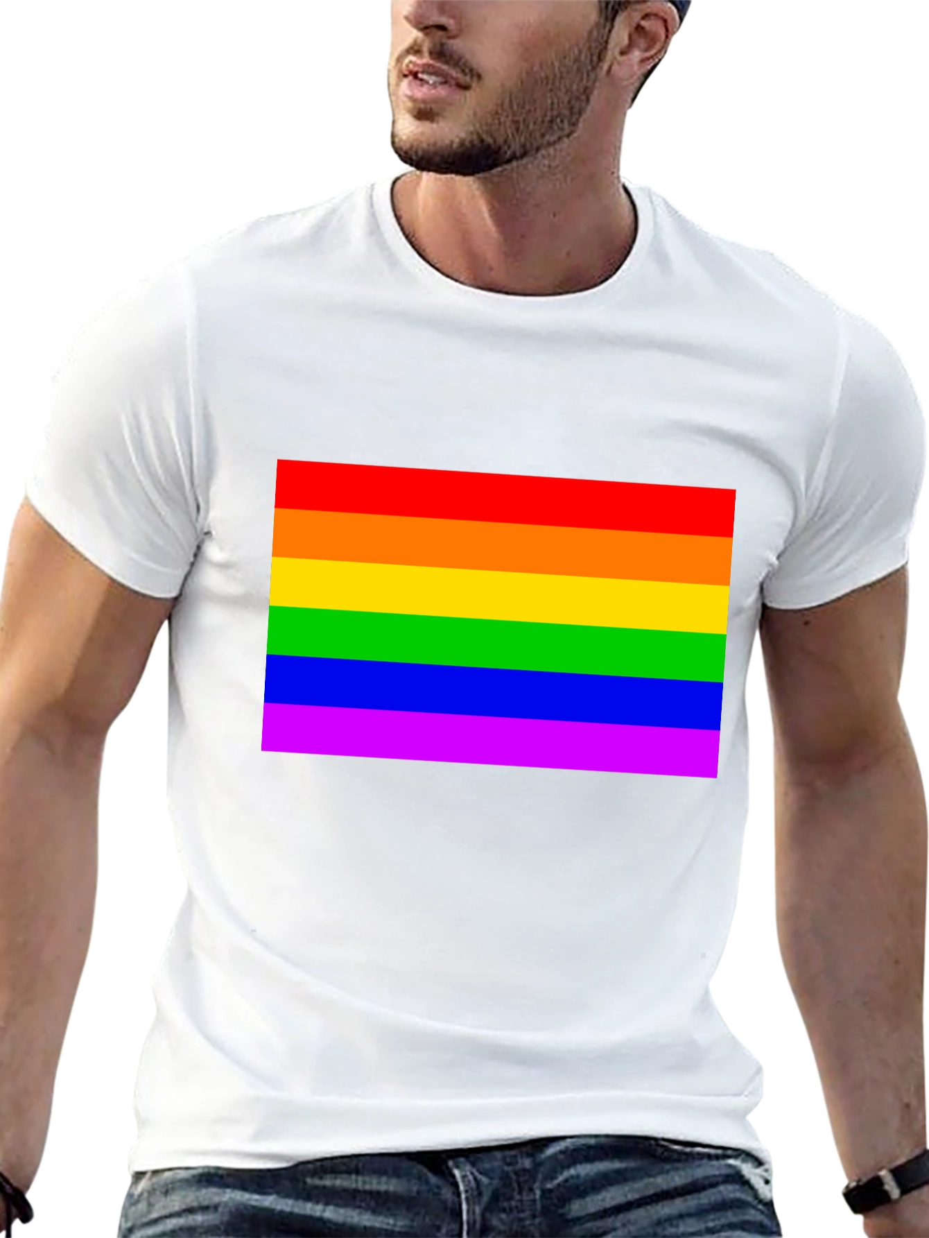 Pride Flag Graphic Tee - Black