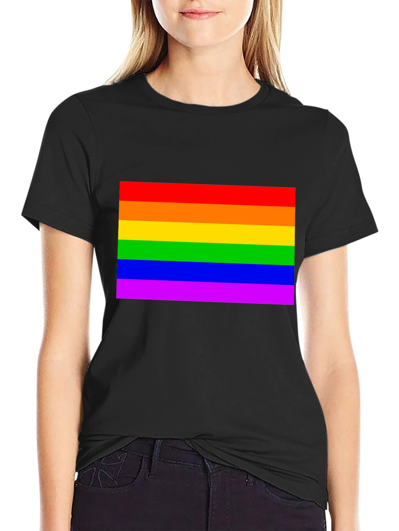 Pride Flag Graphic Tee - Black