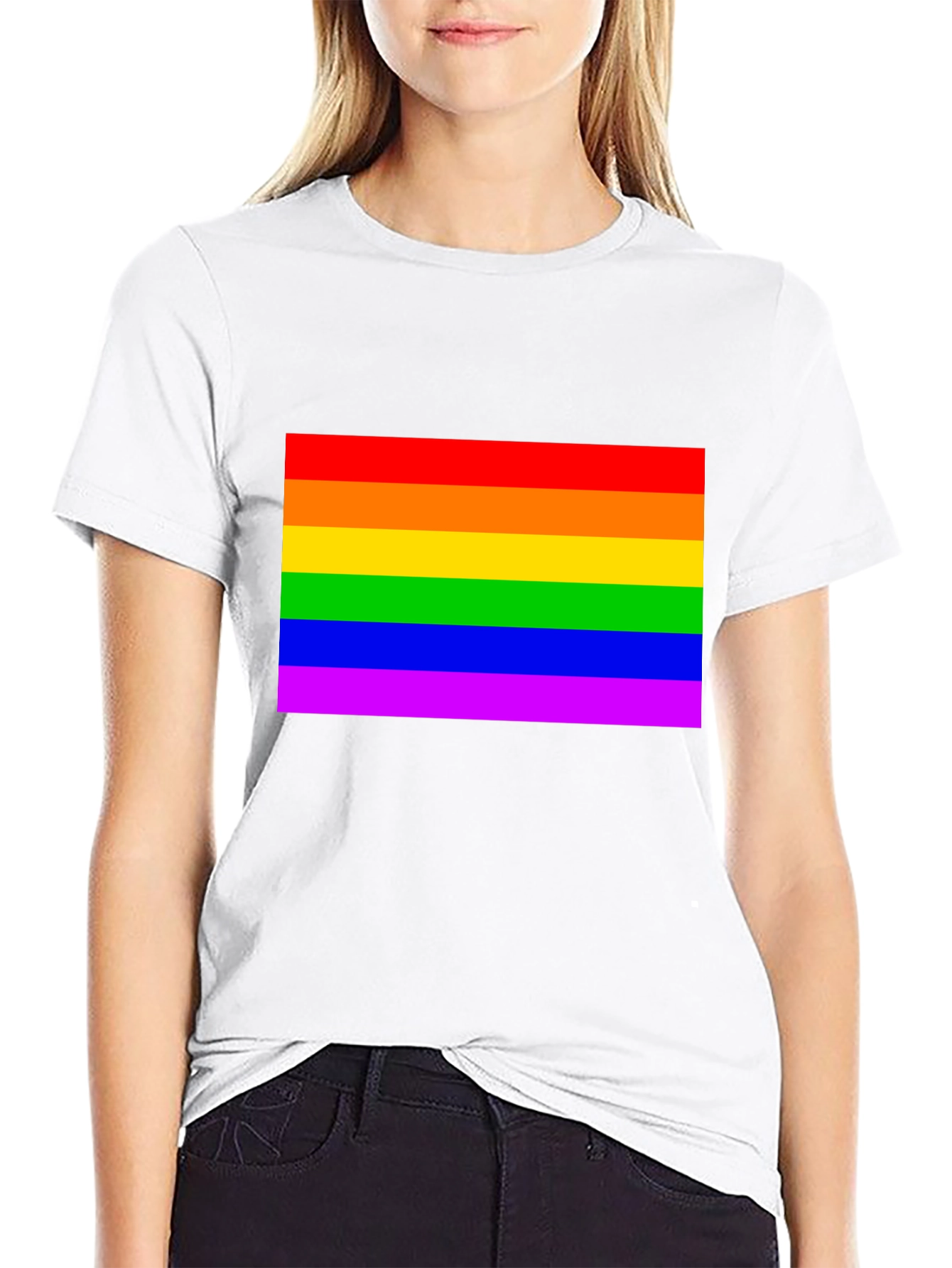 Pride Flag Graphic Tee - Black
