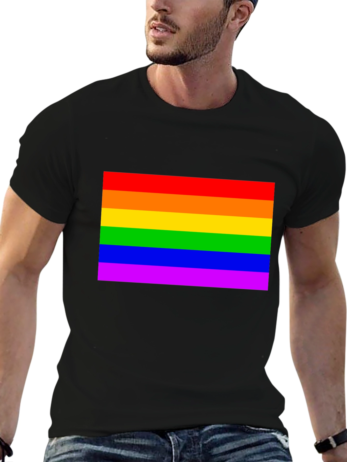 Pride Flag Graphic Tee - Black
