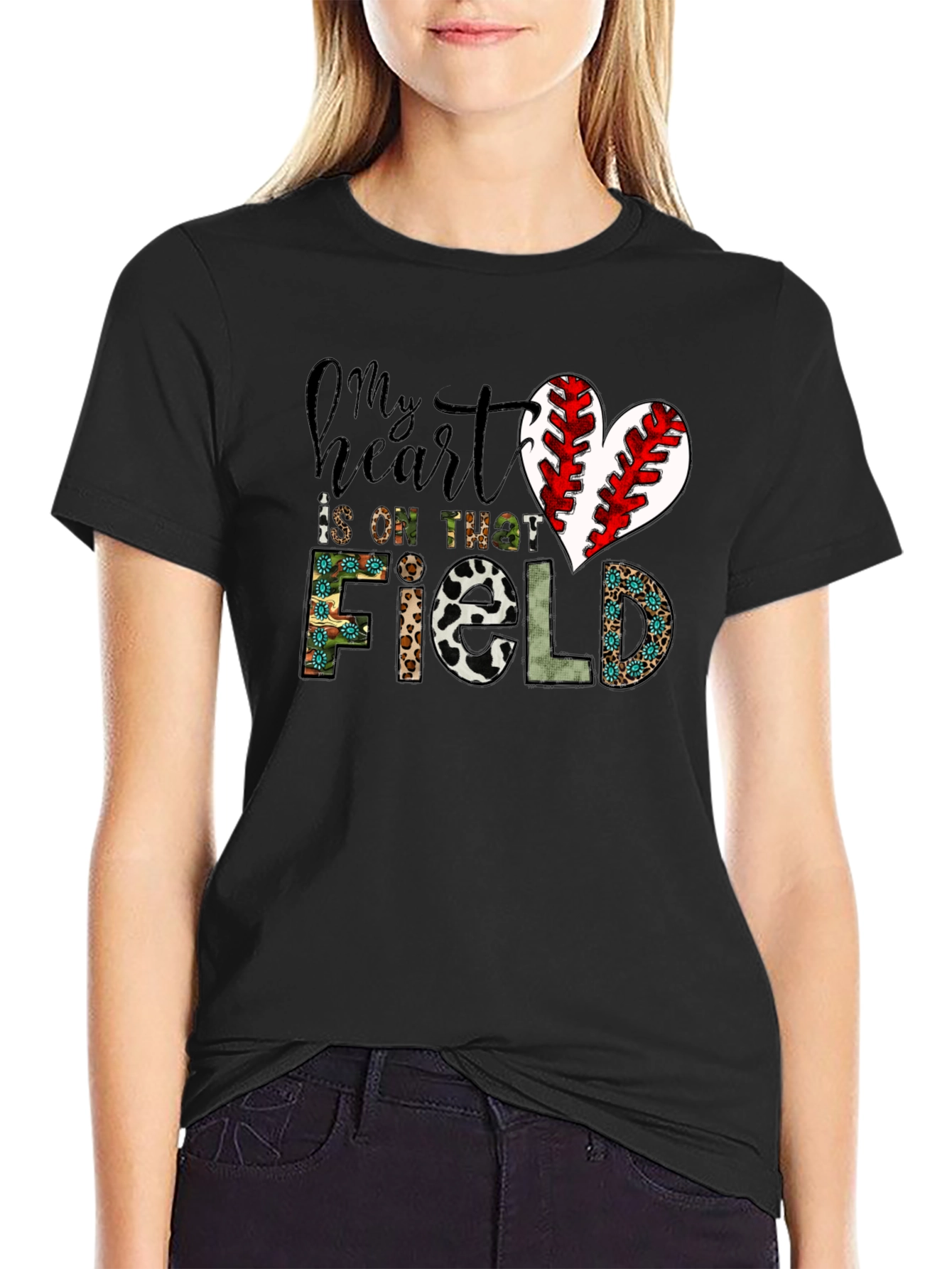 My Heart Is On That Field Baseball Heart T-Shirt