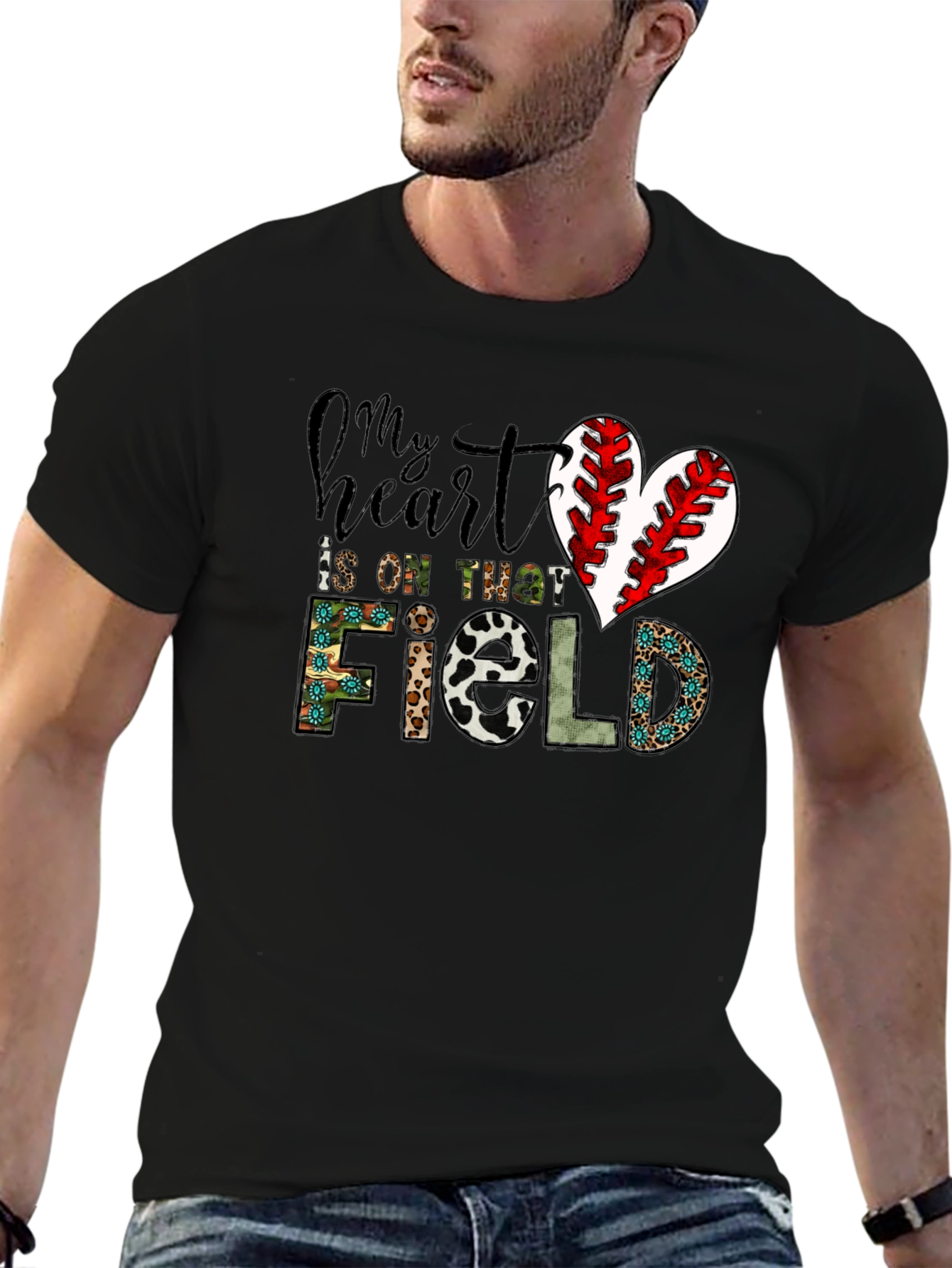 My Heart Is On That Field Baseball Heart T-Shirt
