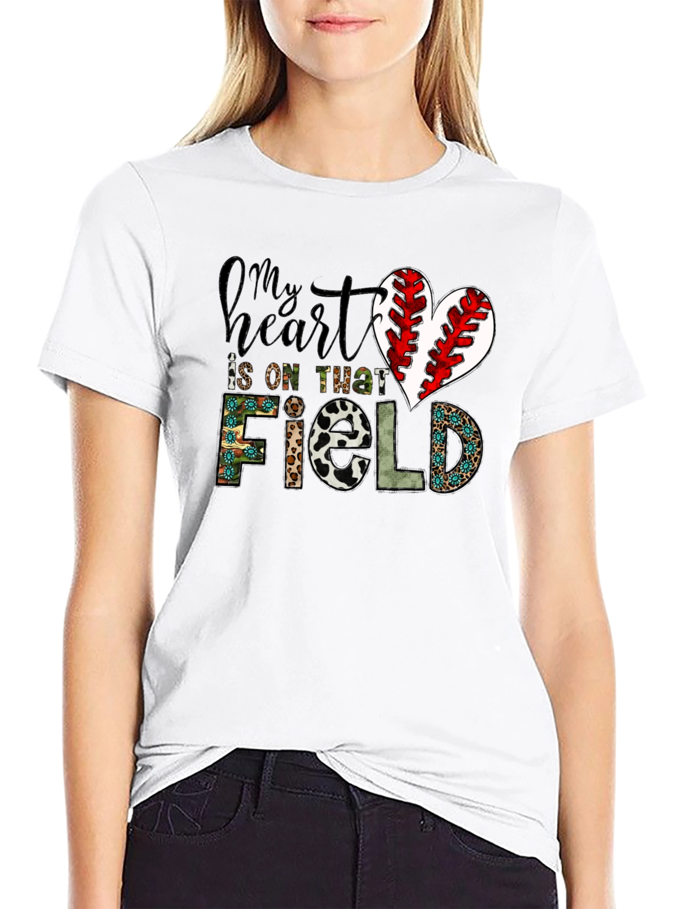 My Heart Is On That Field Baseball Heart T-Shirt