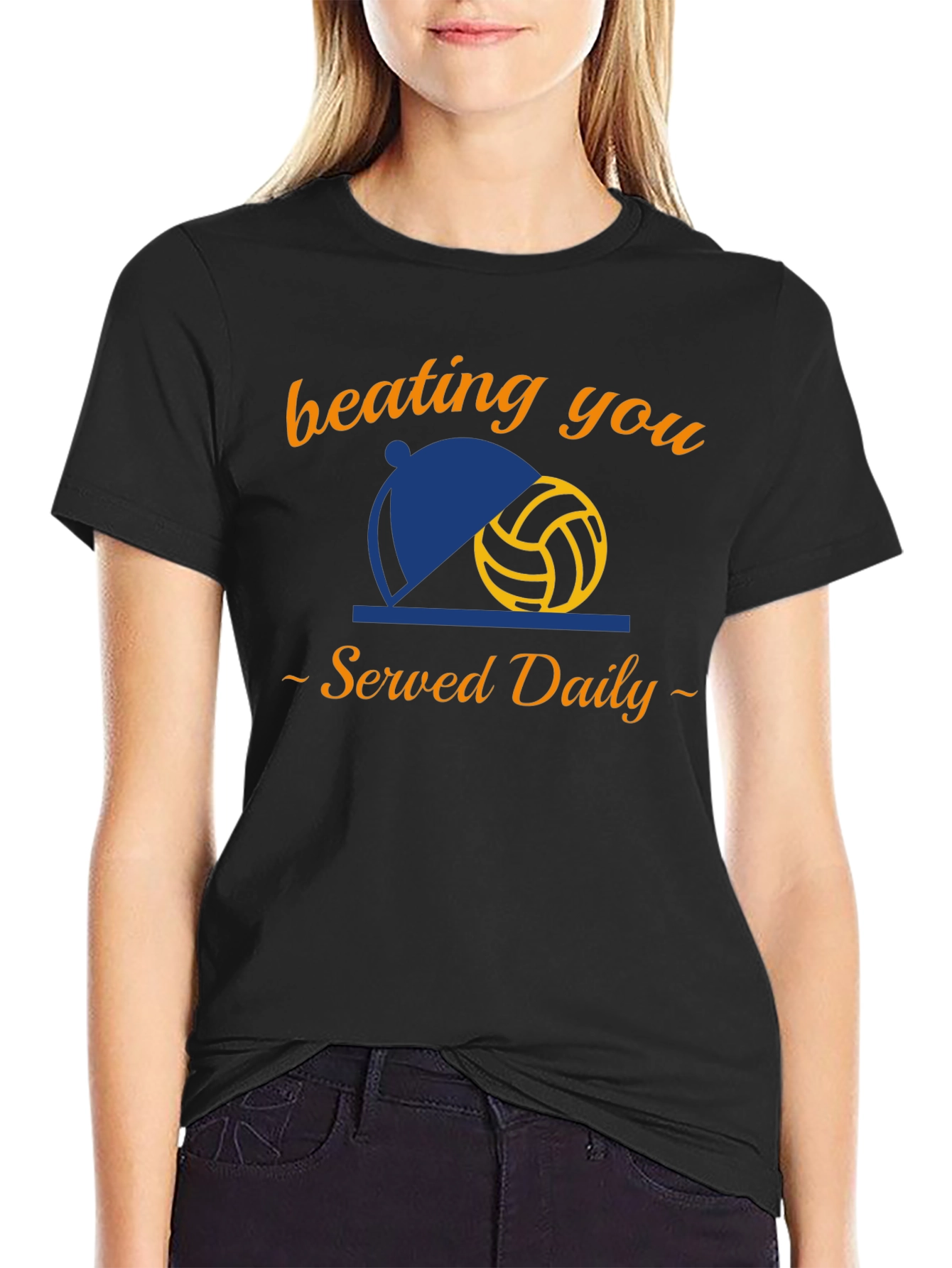 Volleyball Served Daily Black T-Shirt