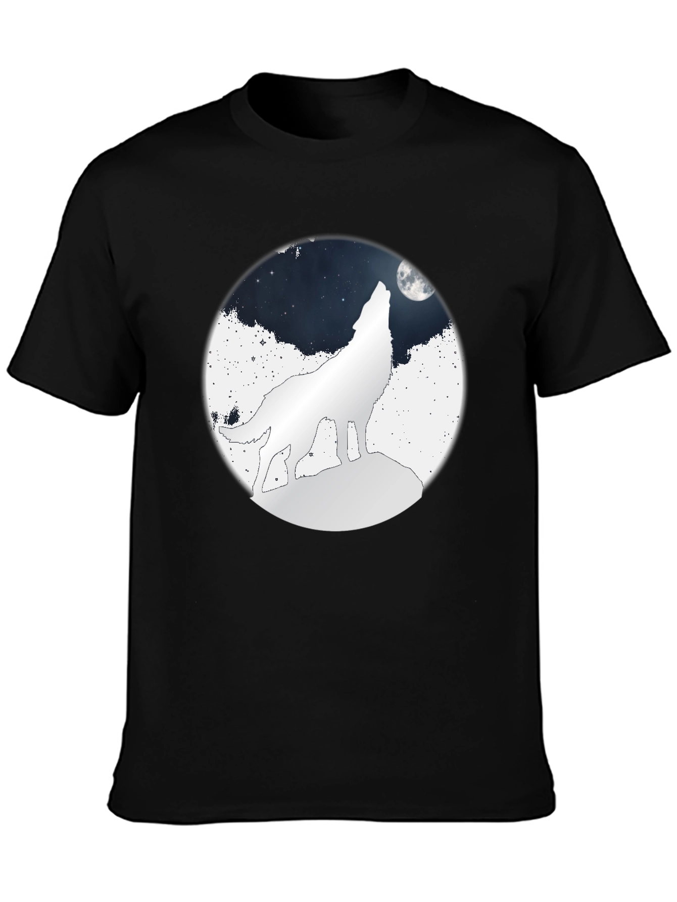 Wolf Moon Graphic Tee - Black Cotton T-Shirt
