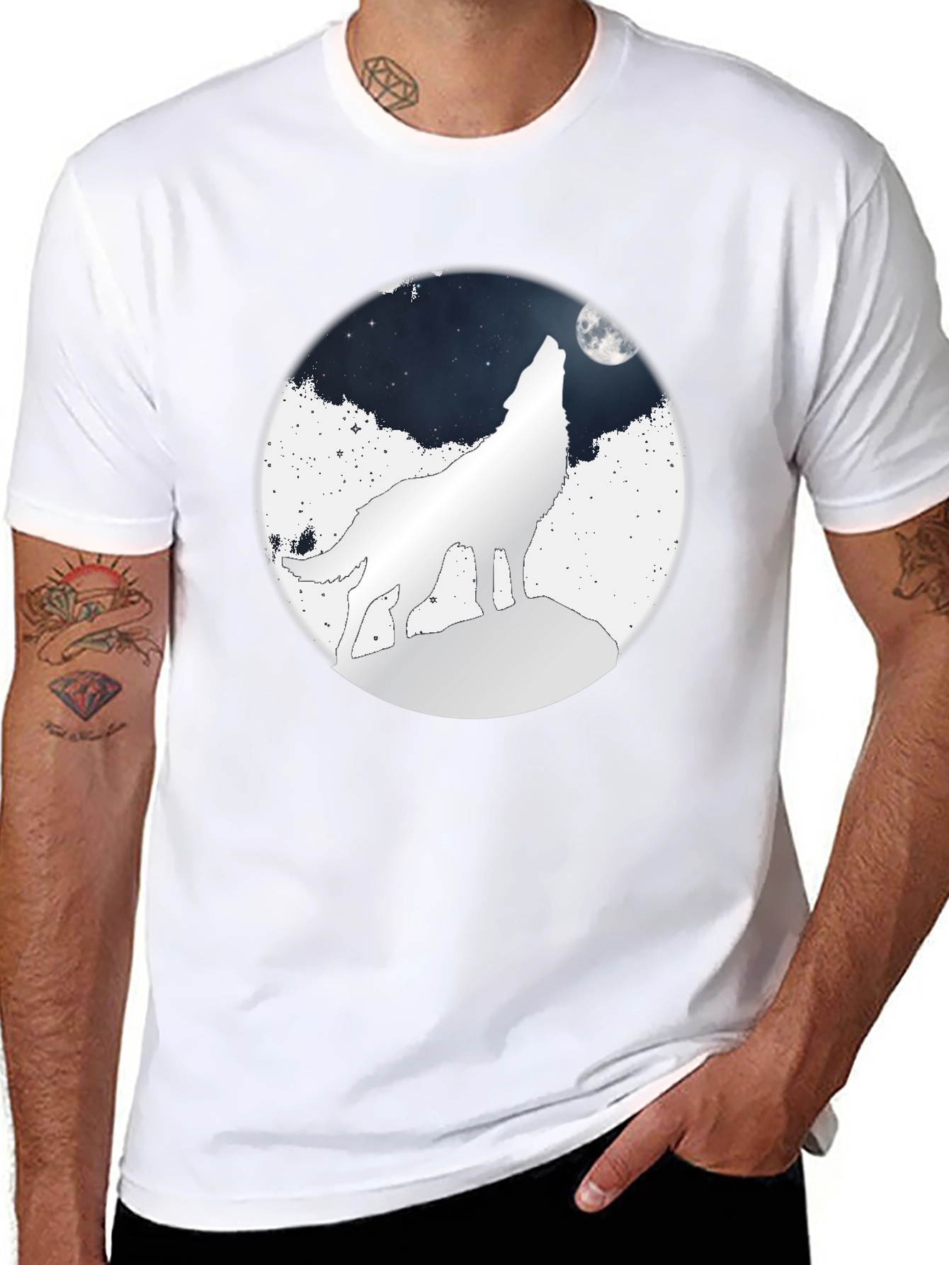 Wolf Moon Graphic Tee - Black Cotton T-Shirt