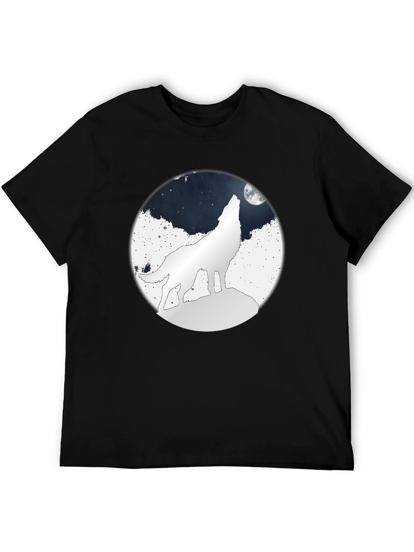 Wolf Moon Graphic Tee - Black Cotton T-Shirt