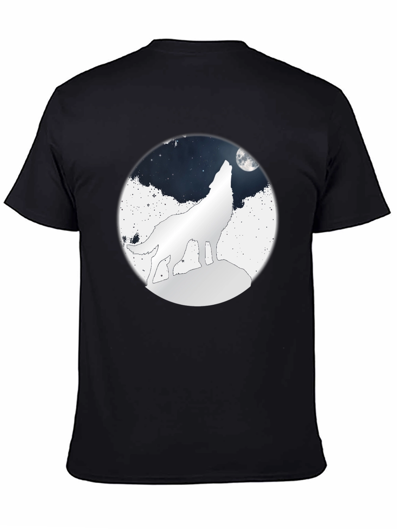 Wolf Moon Graphic Tee - Black Cotton T-Shirt