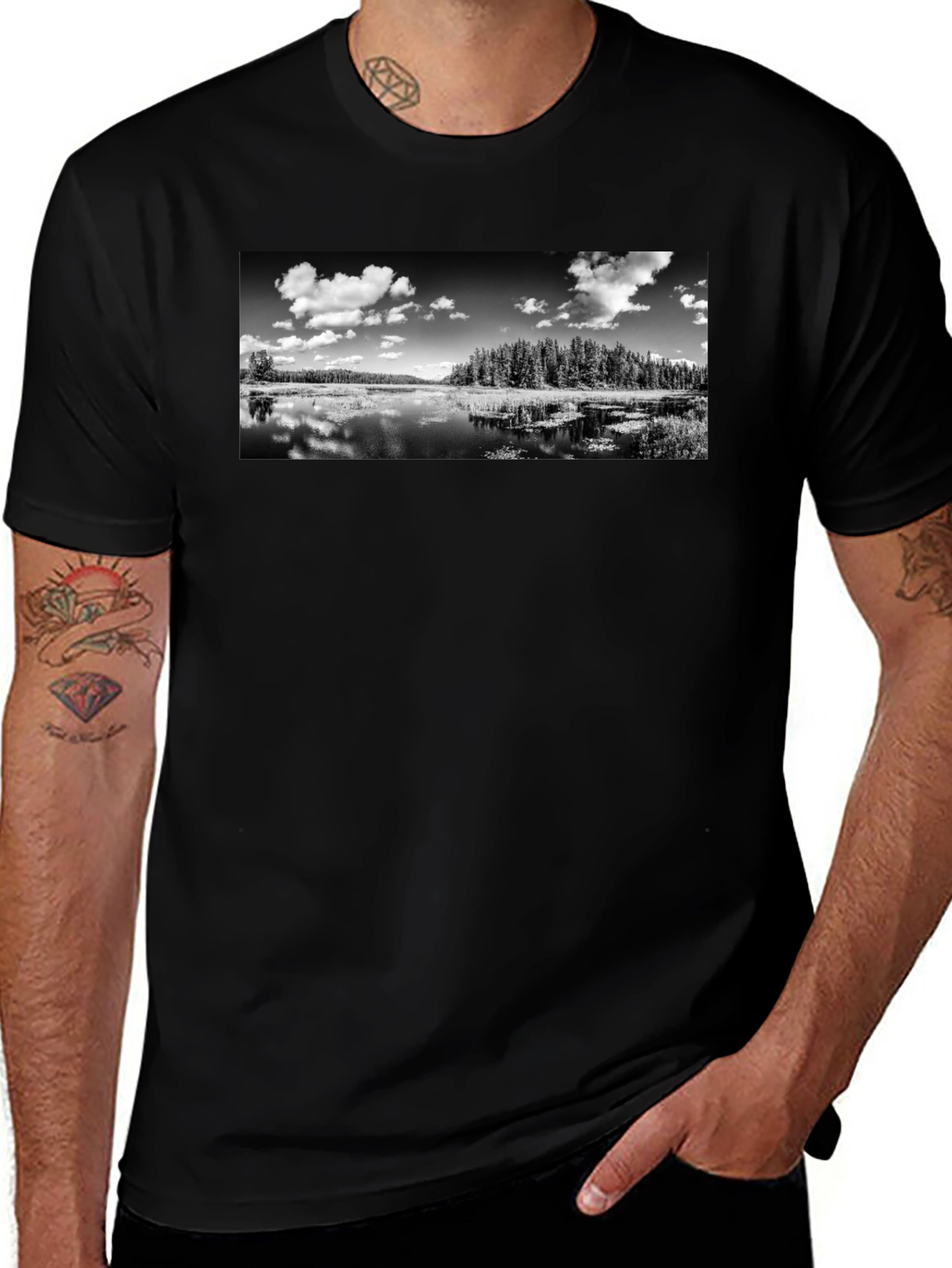 Monochrome Lake Graphic T-Shirt