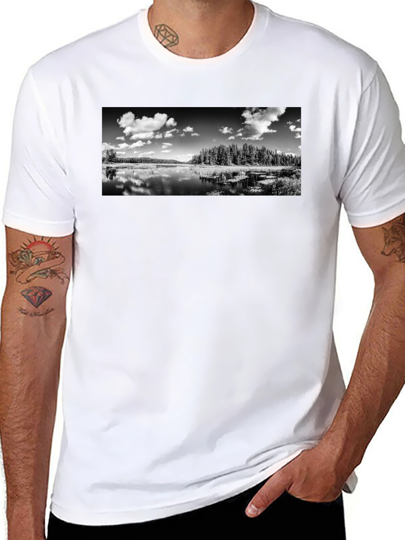 Monochrome Lake Graphic T-Shirt
