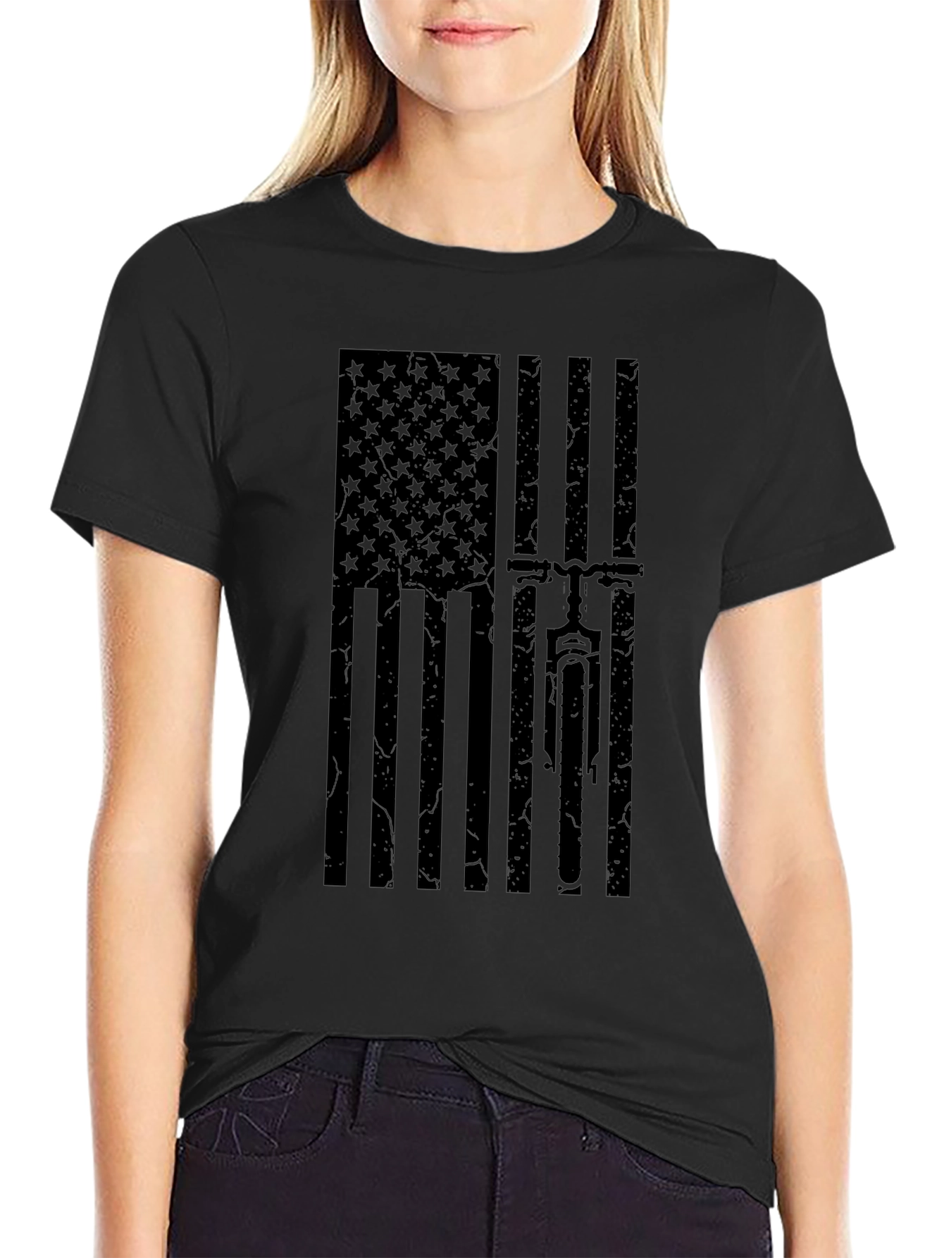 American Flag Mountain Bike T-Shirt