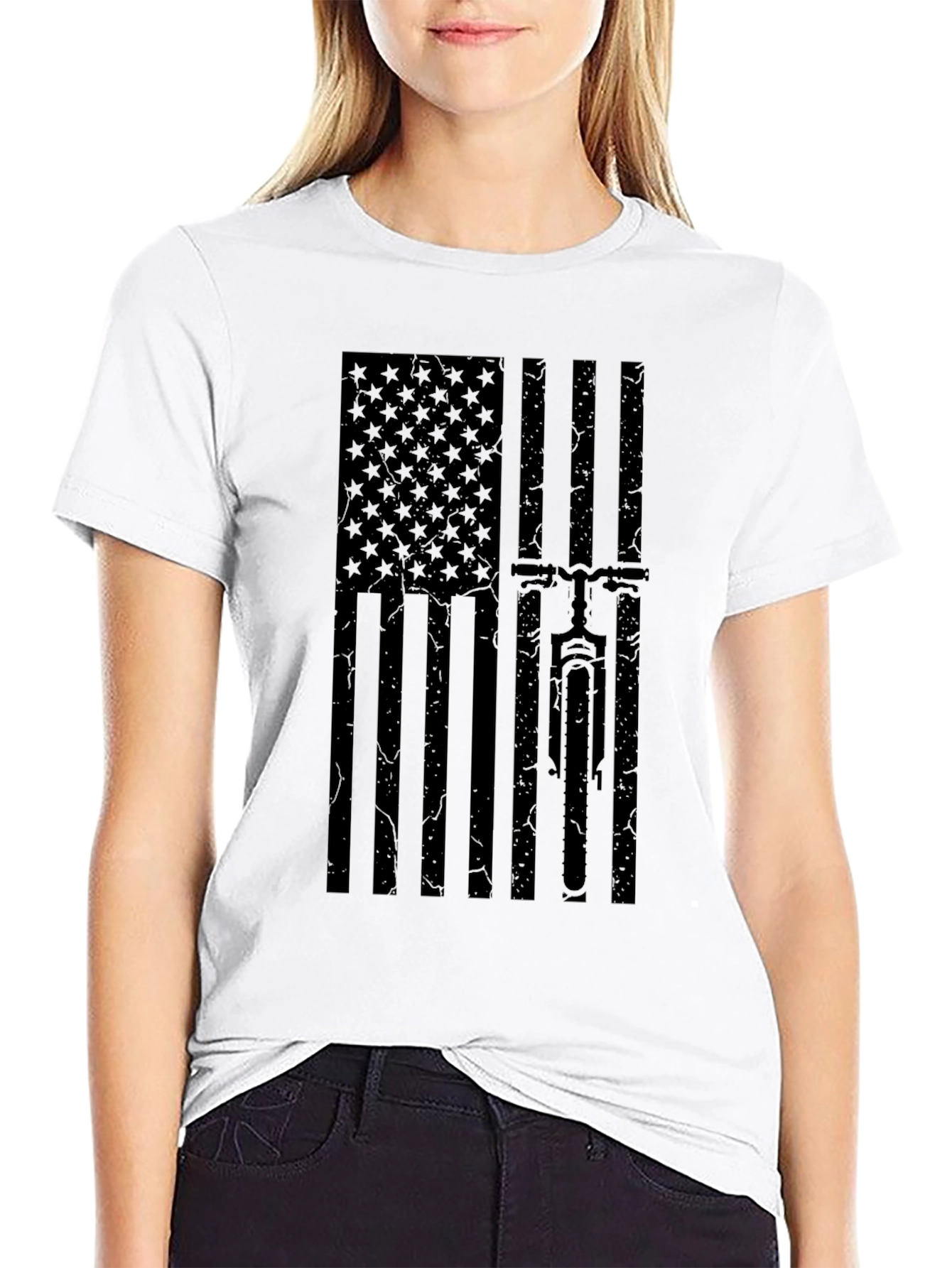 American Flag Mountain Bike T-Shirt