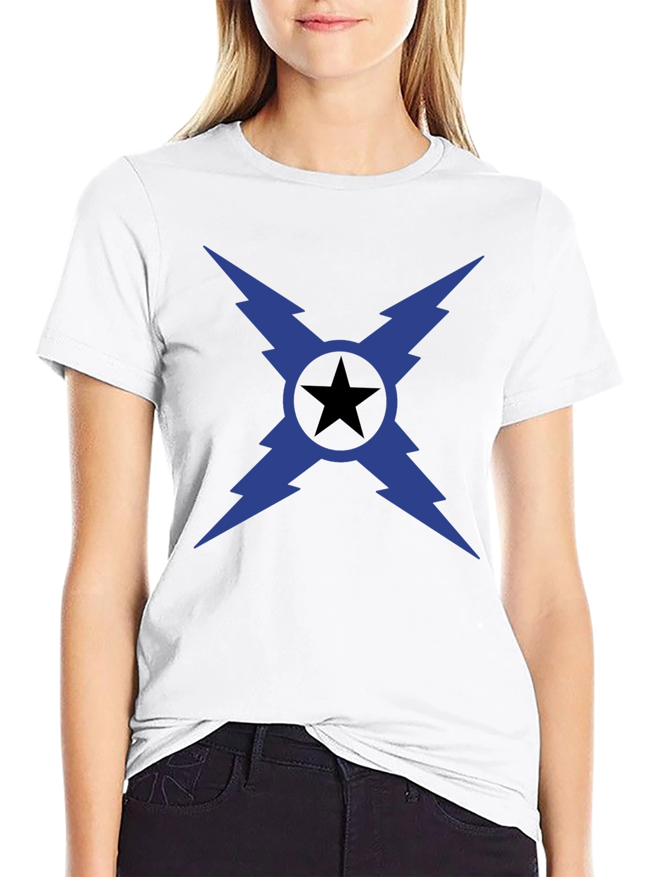 Bold Star Bolt Graphic Tee - Black Cotton T-Shirt