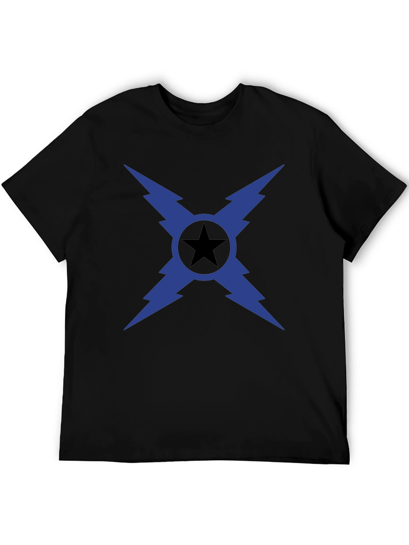 Bold Star Bolt Graphic Tee - Black Cotton T-Shirt