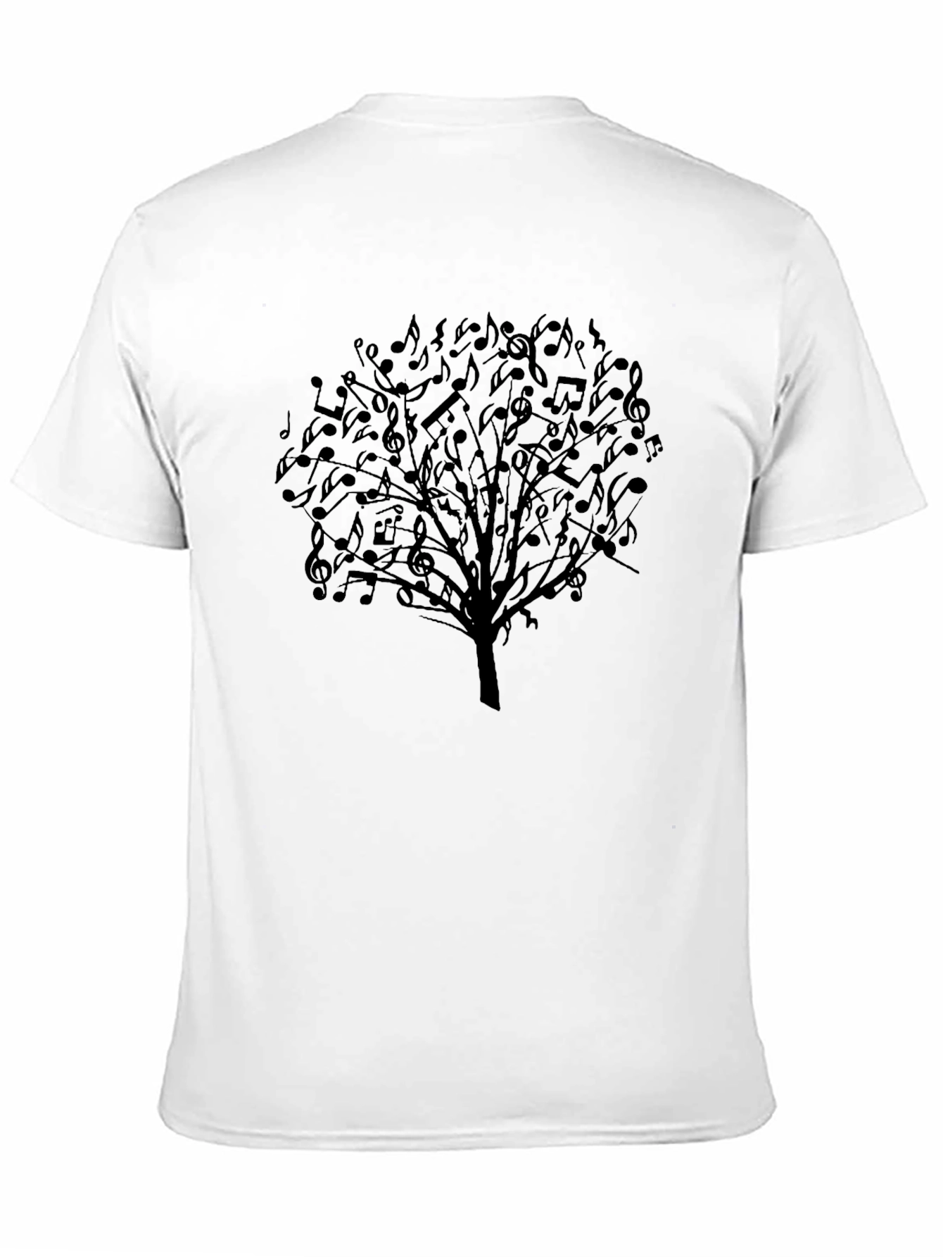 Musical Notes Tree Graphic Tee - Black Cotton T-Shirt