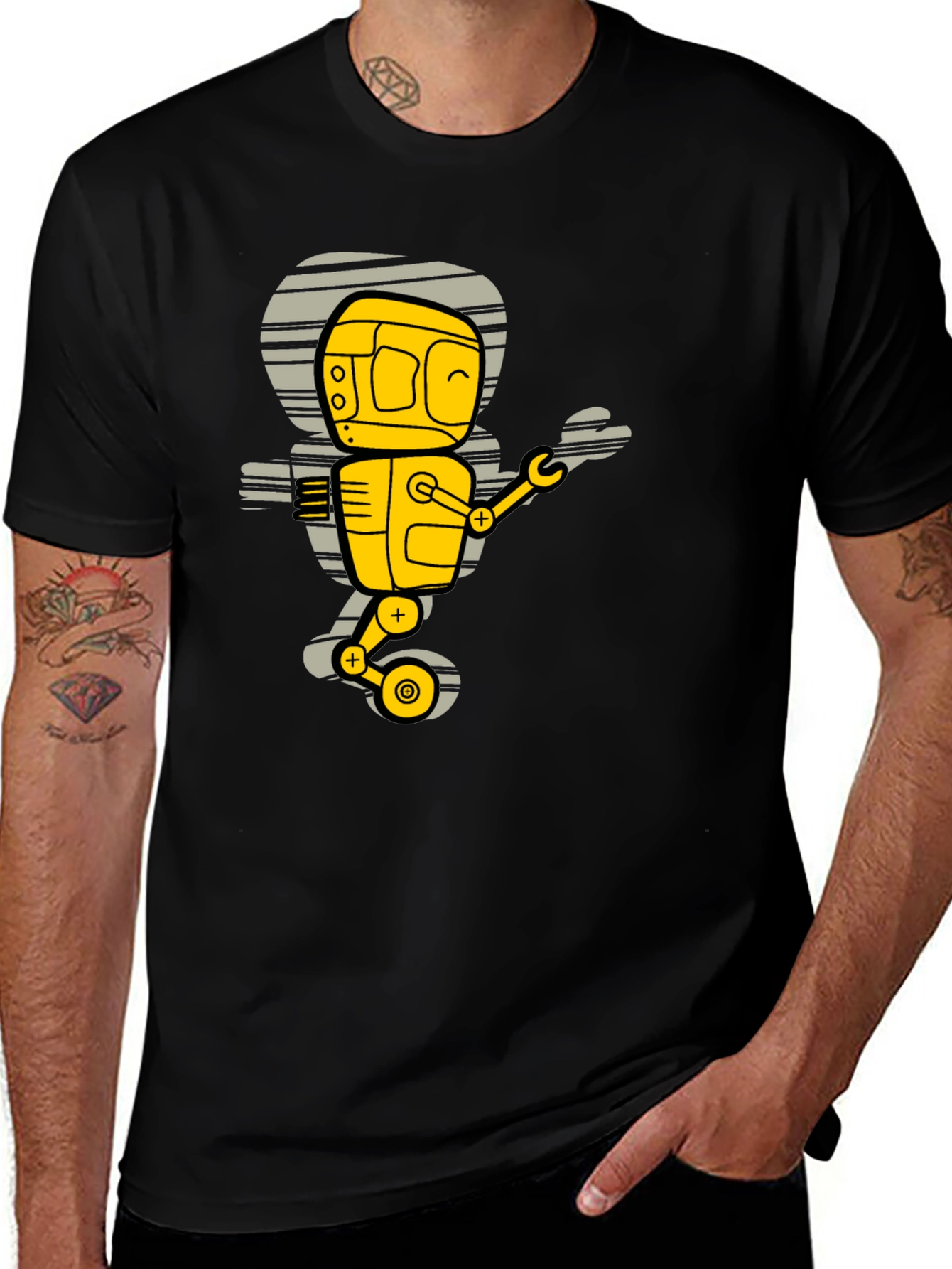 Robot Graphic T-Shirt - Black