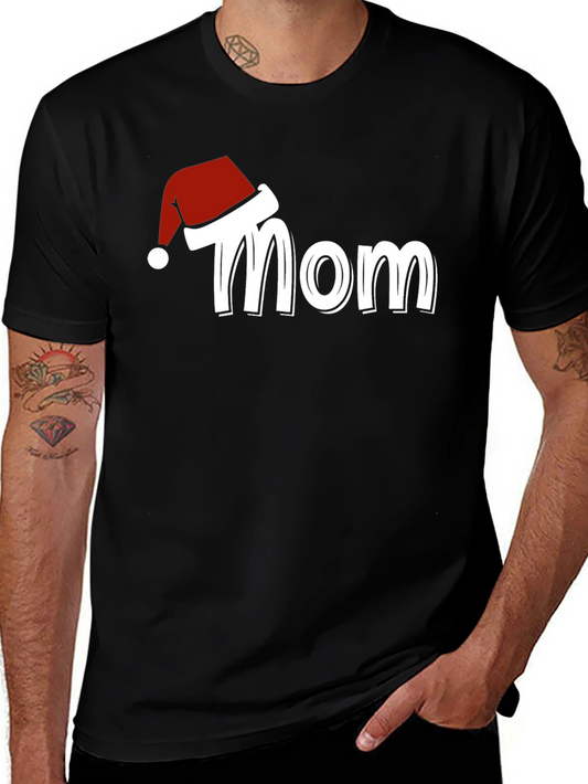 Mom Christmas Santa Hat T-Shirt Holiday Tee