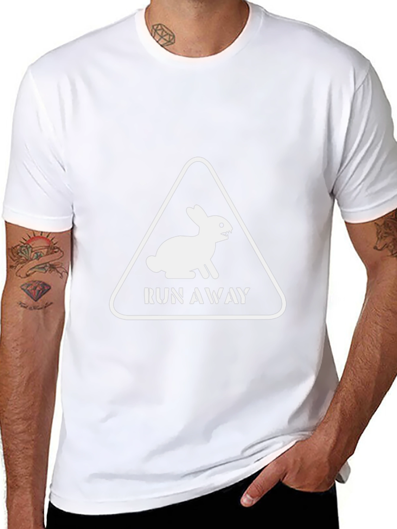 Run Away Rabbit Mens Black Graphic Tee