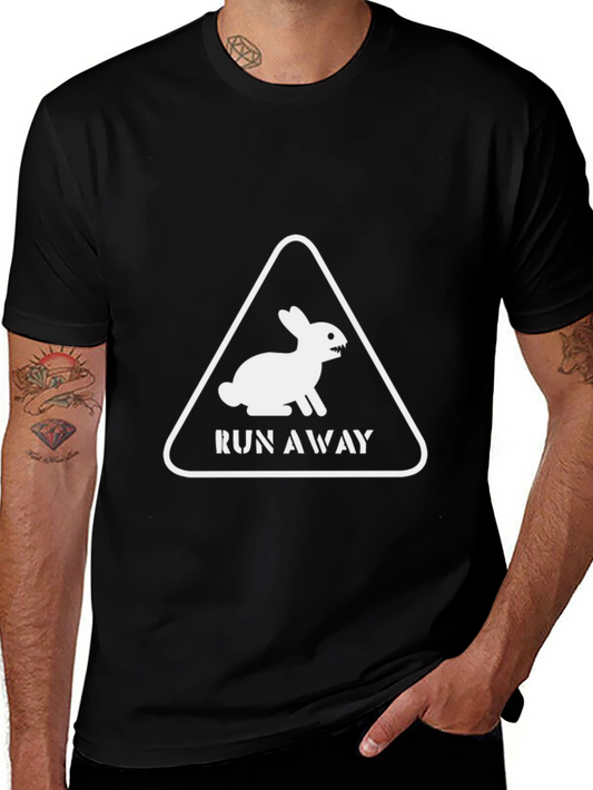Run Away Rabbit Mens Black Graphic Tee