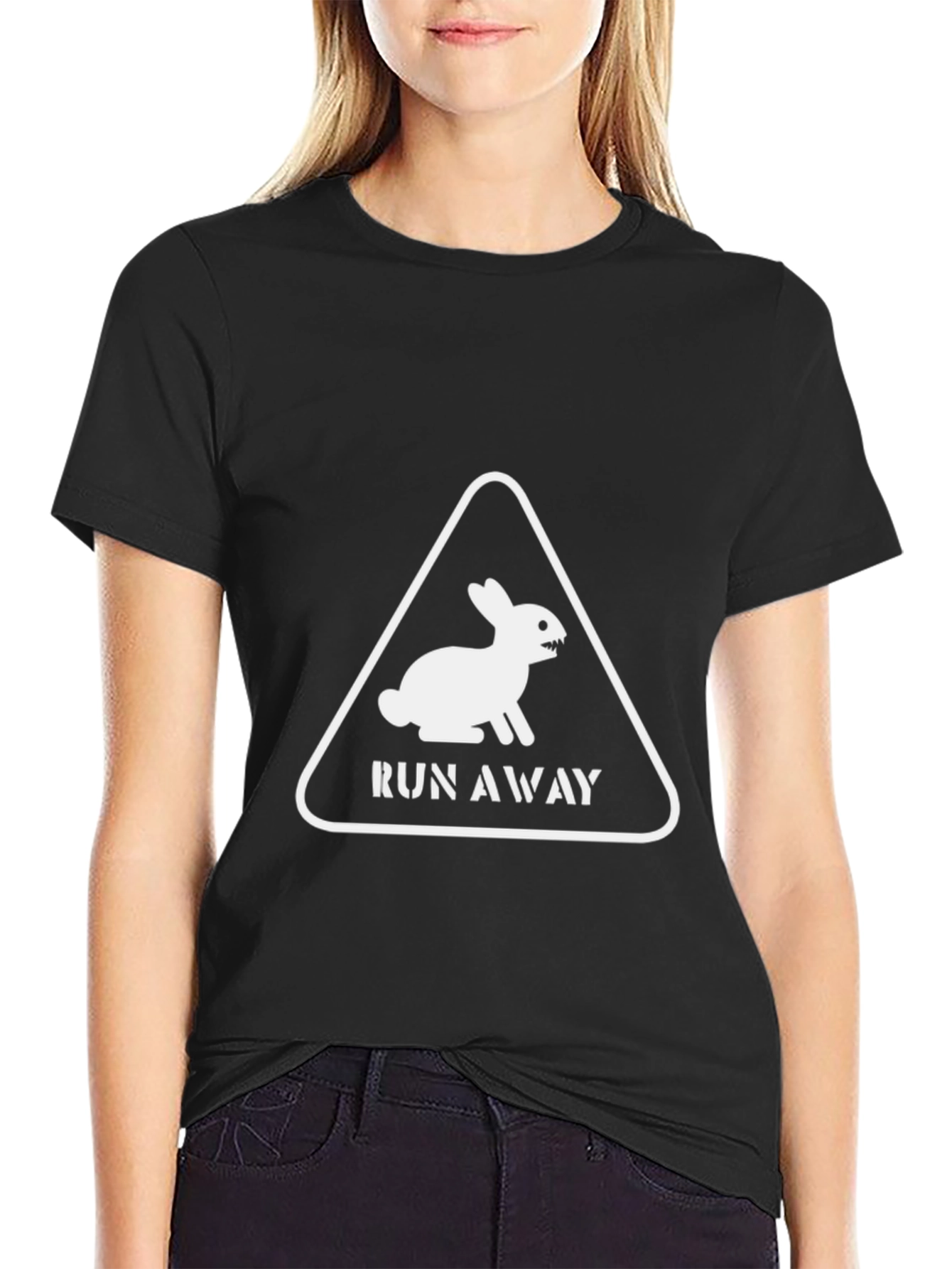 Run Away Rabbit Mens Black Graphic Tee