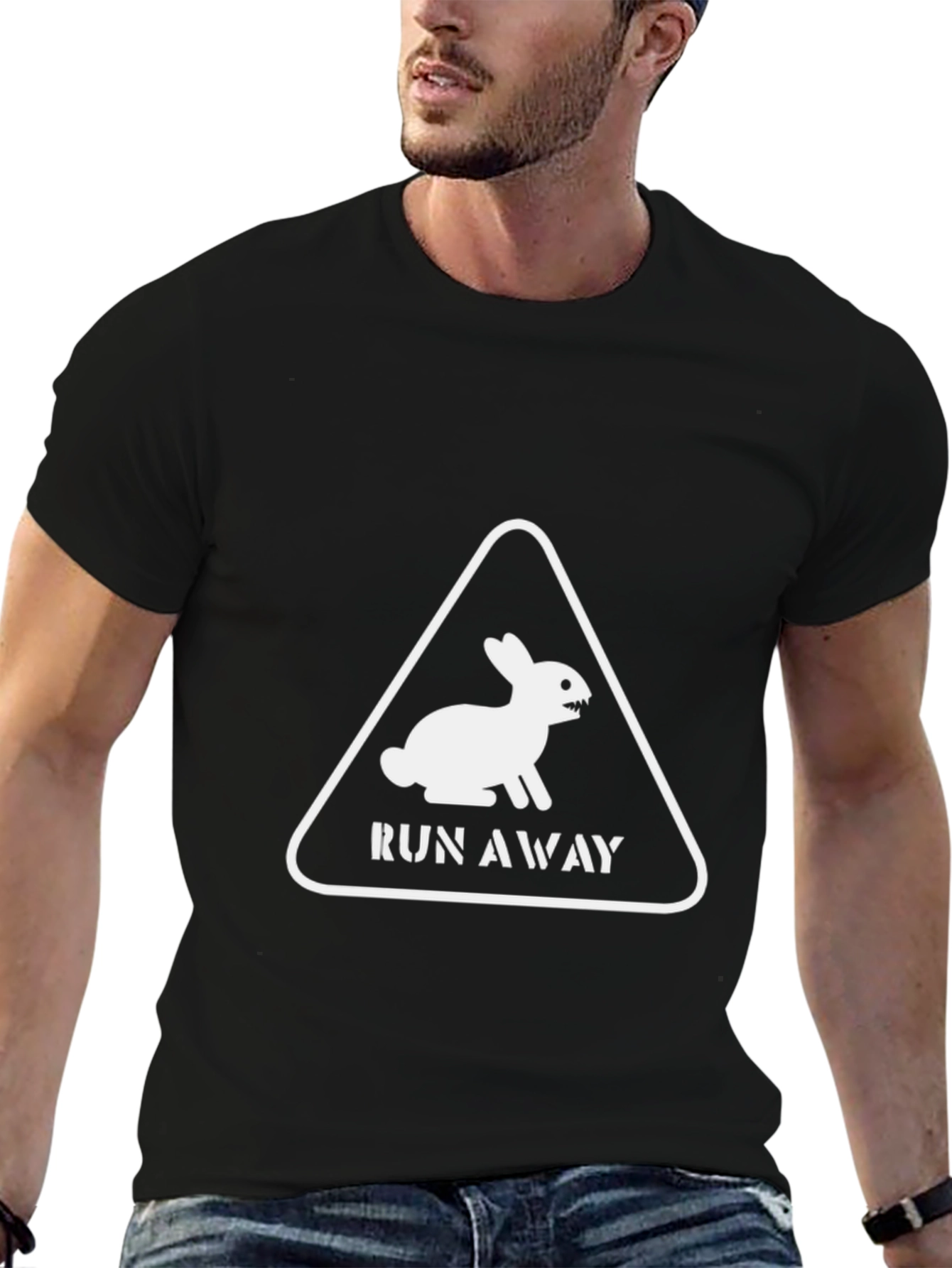 Run Away Rabbit Mens Black Graphic Tee