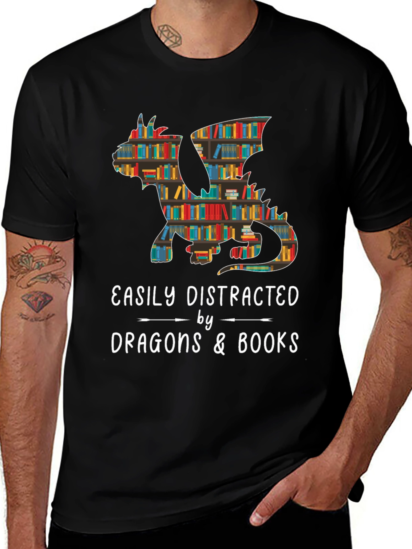 Dragon & Books Graphic Tee