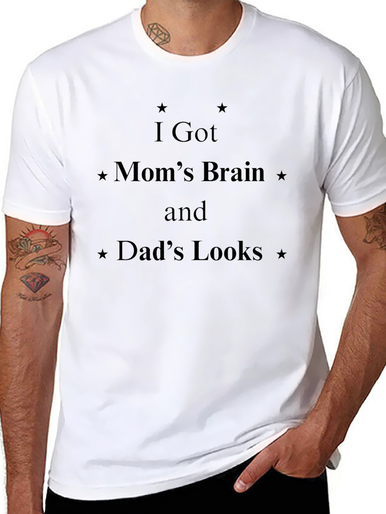 I Got Moms Brain Dads Looks Black T-Shirt