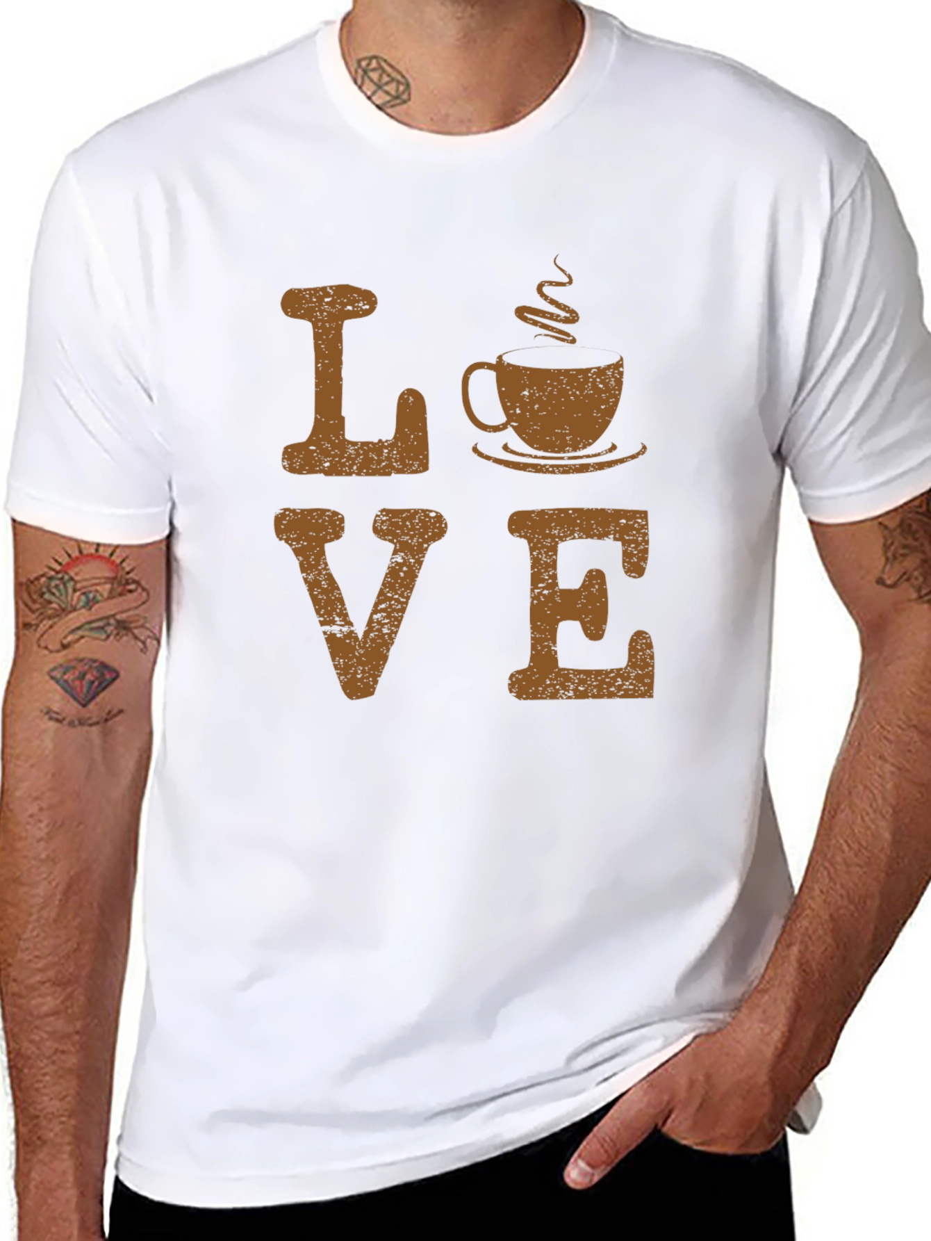 Love Coffee Graphic Tee - Black Cotton Blend