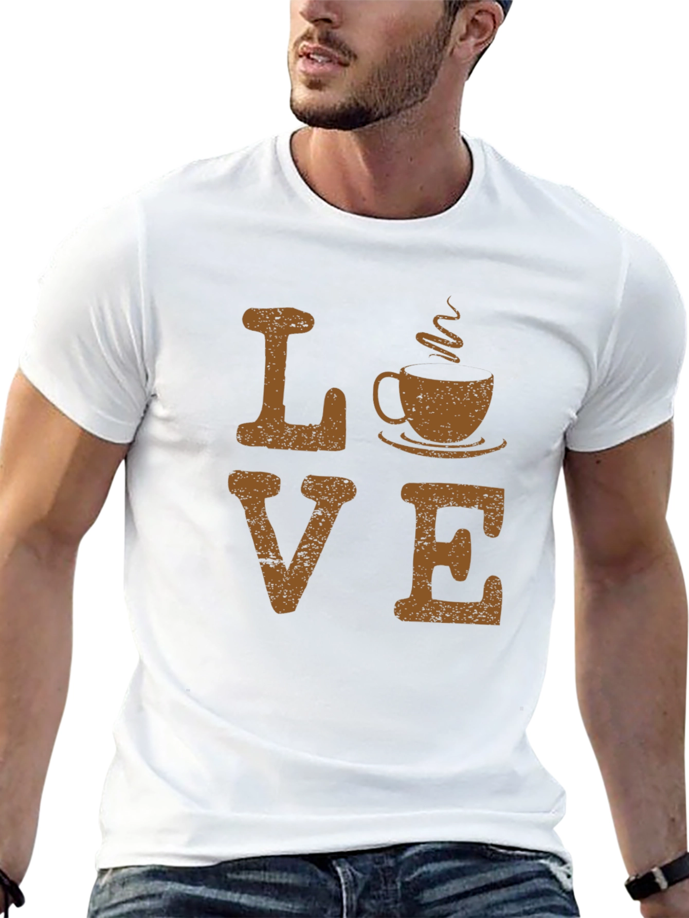 Love Coffee Graphic Tee - Black Cotton Blend