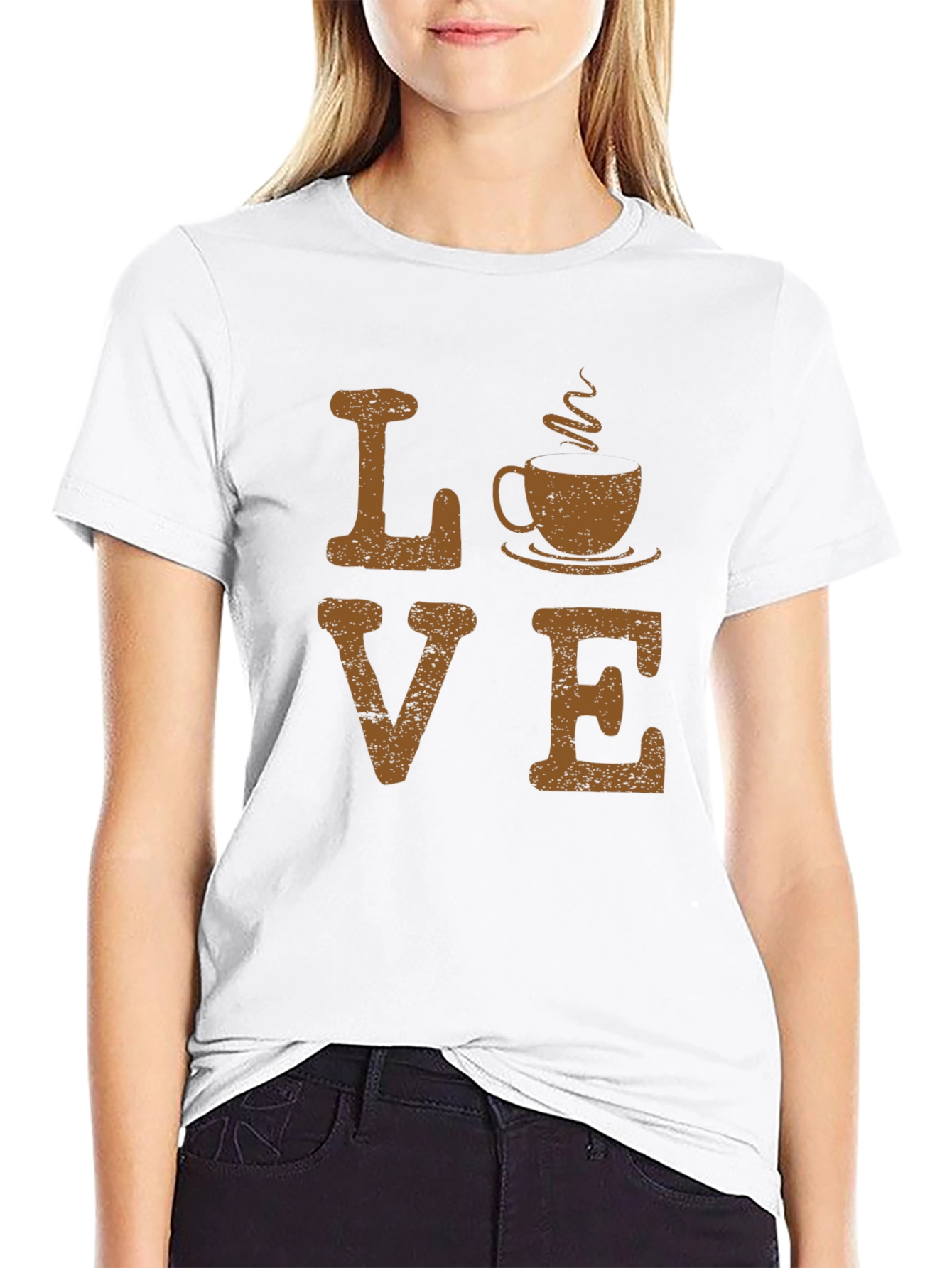 Love Coffee Graphic Tee - Black Cotton Blend