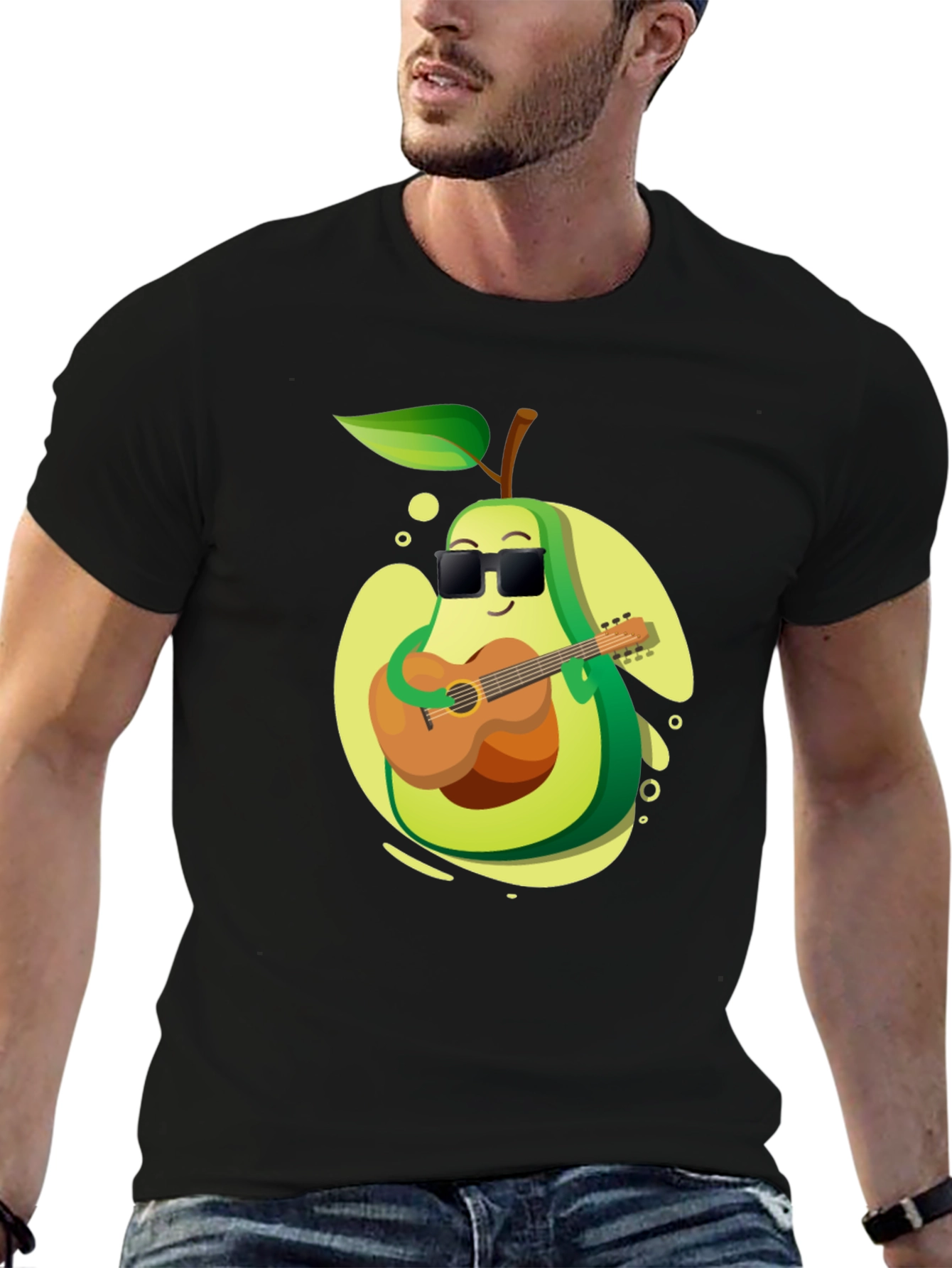 Avocado Guitarist Graphic T-Shirt - Cool Music Lover Tee