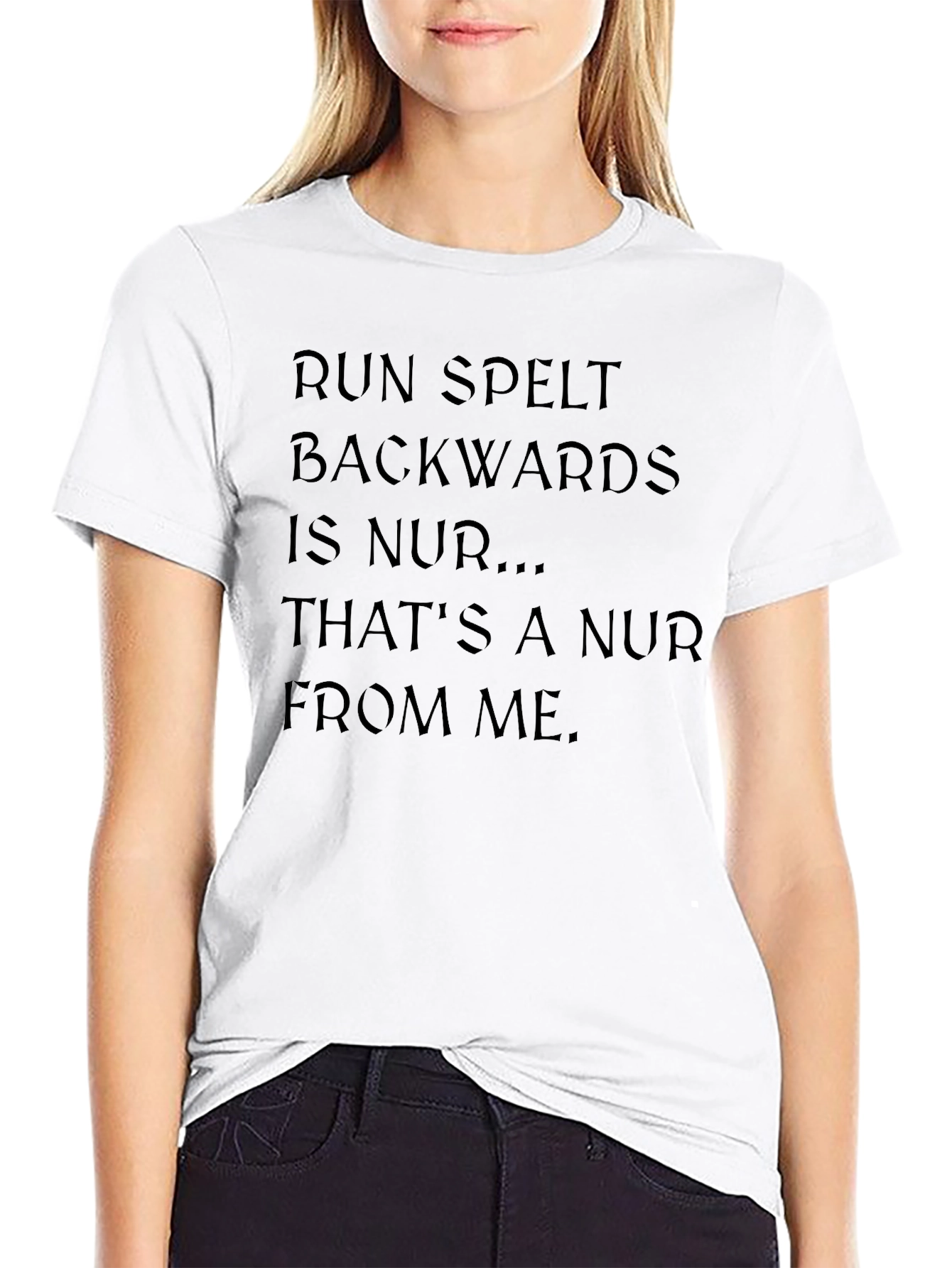 Run Spelt Backwards Mens T-Shirt Funny Pun Tee