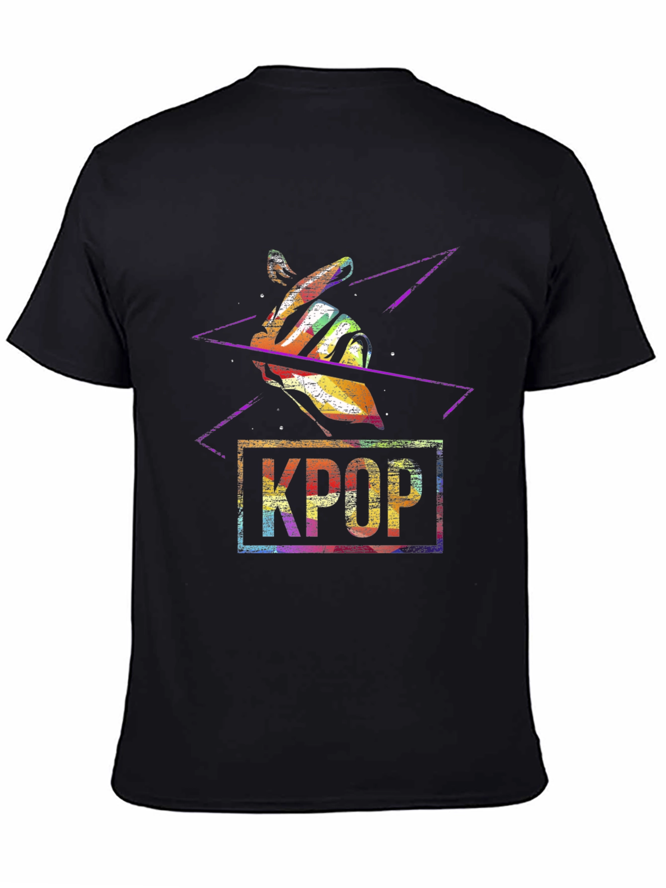 KPOP Finger Heart Black T-Shirt