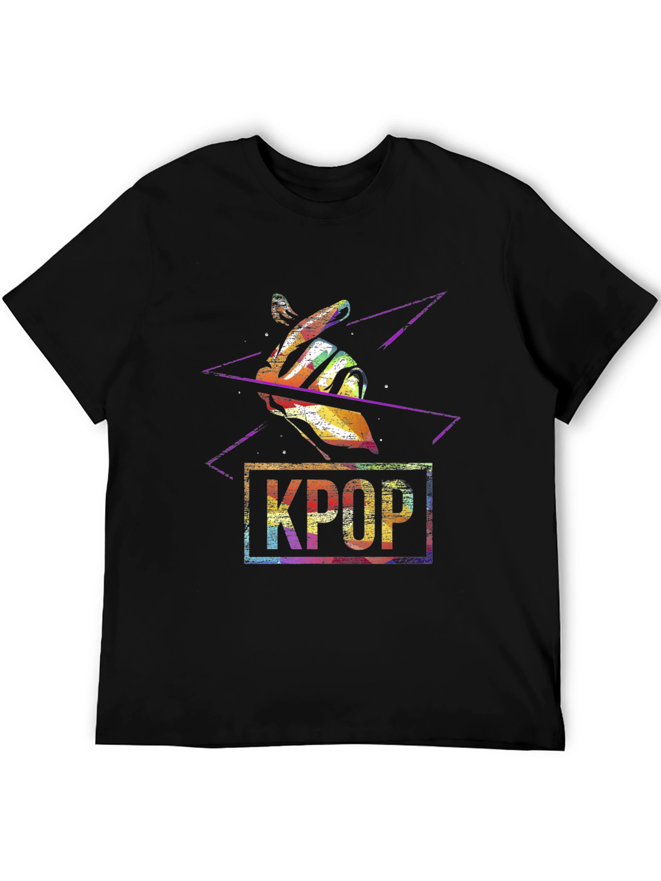 KPOP Finger Heart Black T-Shirt