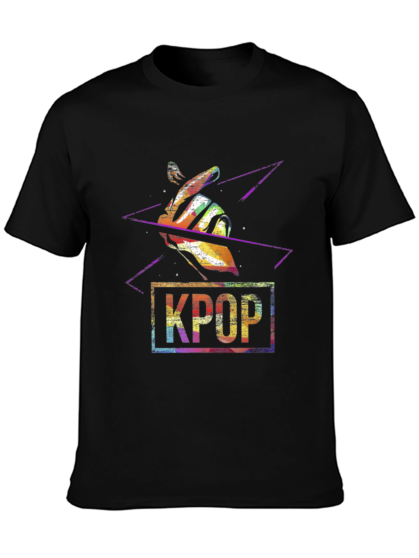KPOP Finger Heart Black T-Shirt