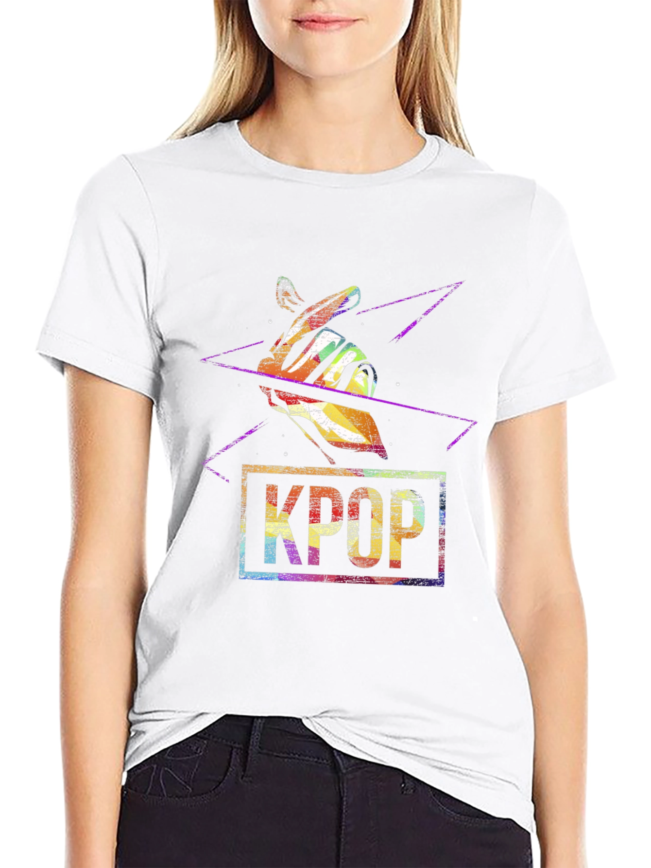 KPOP Finger Heart Black T-Shirt