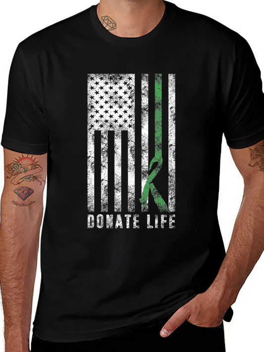 Donate Life American Flag T-Shirt - Organ Donor Awareness