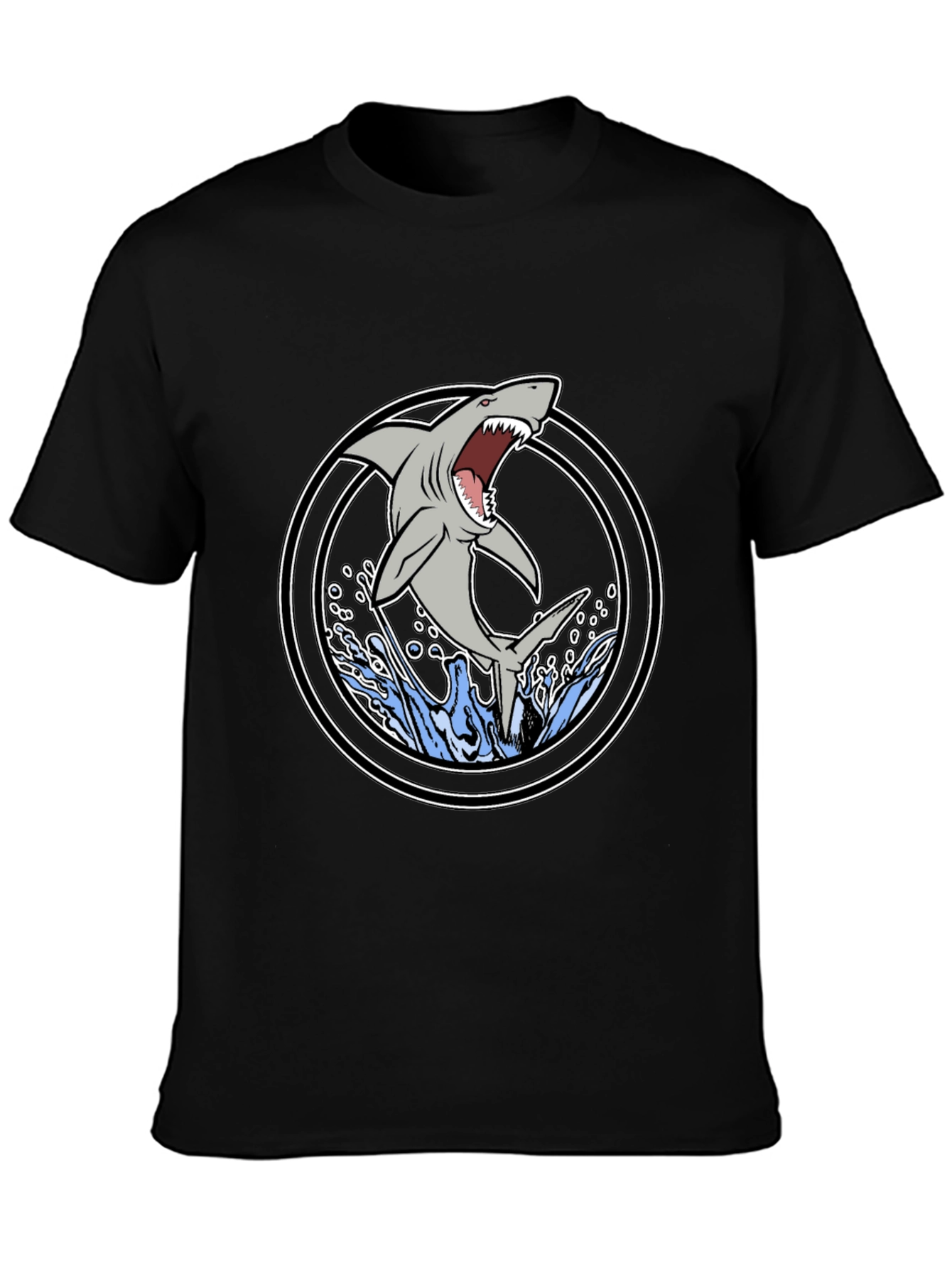 Shark Attack Graphic Tee - Black Cotton
