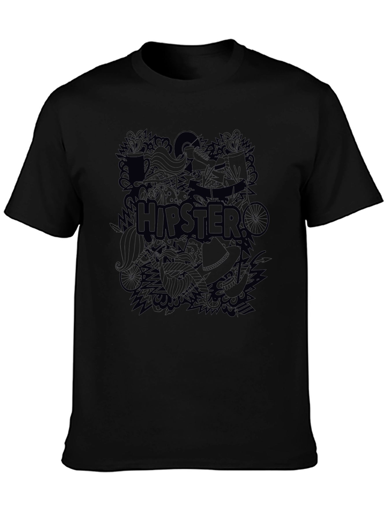 Hipster Graphic Tee - Cool Casual Black T-Shirt