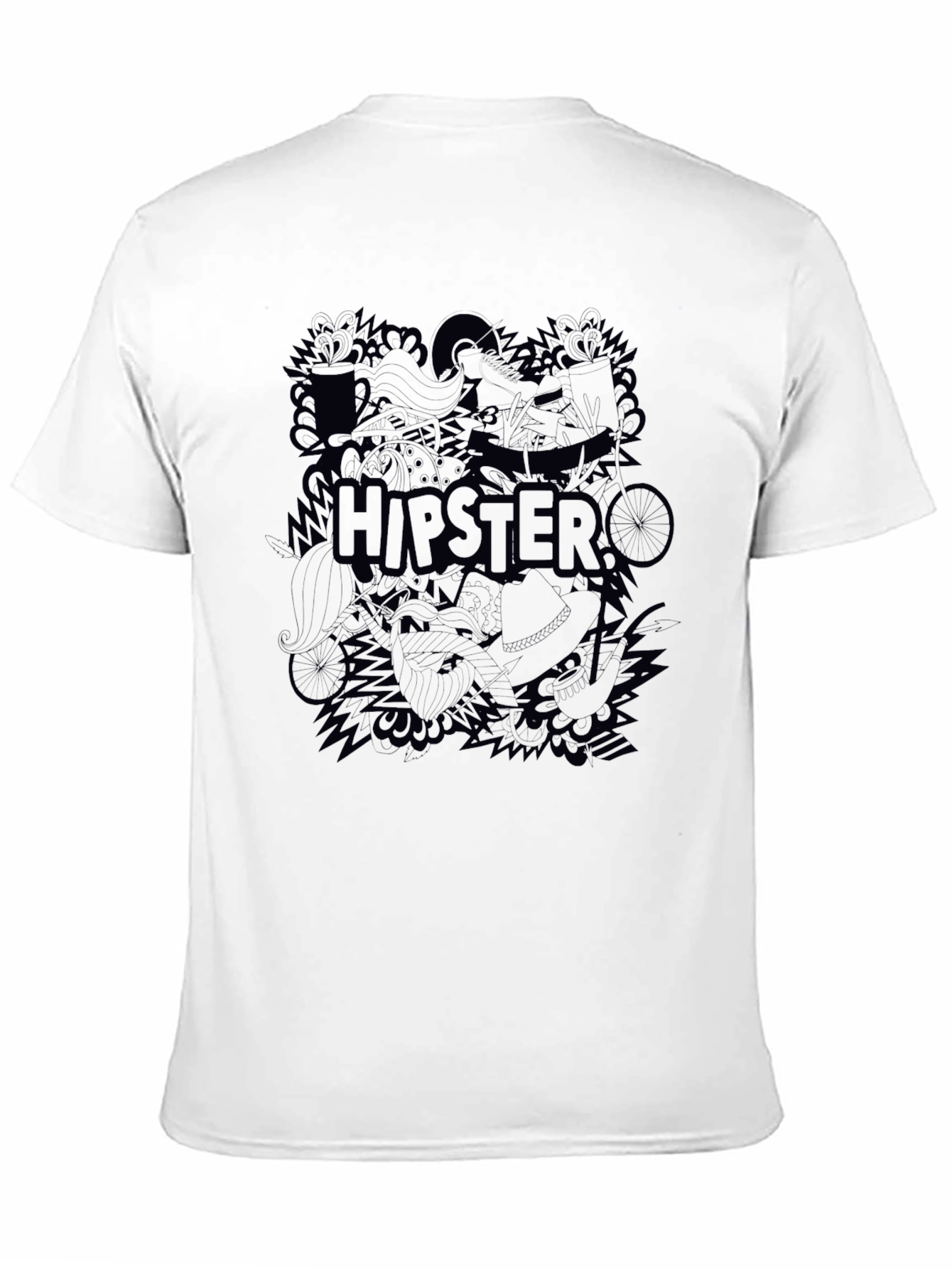 Hipster Graphic Tee - Cool Casual Black T-Shirt