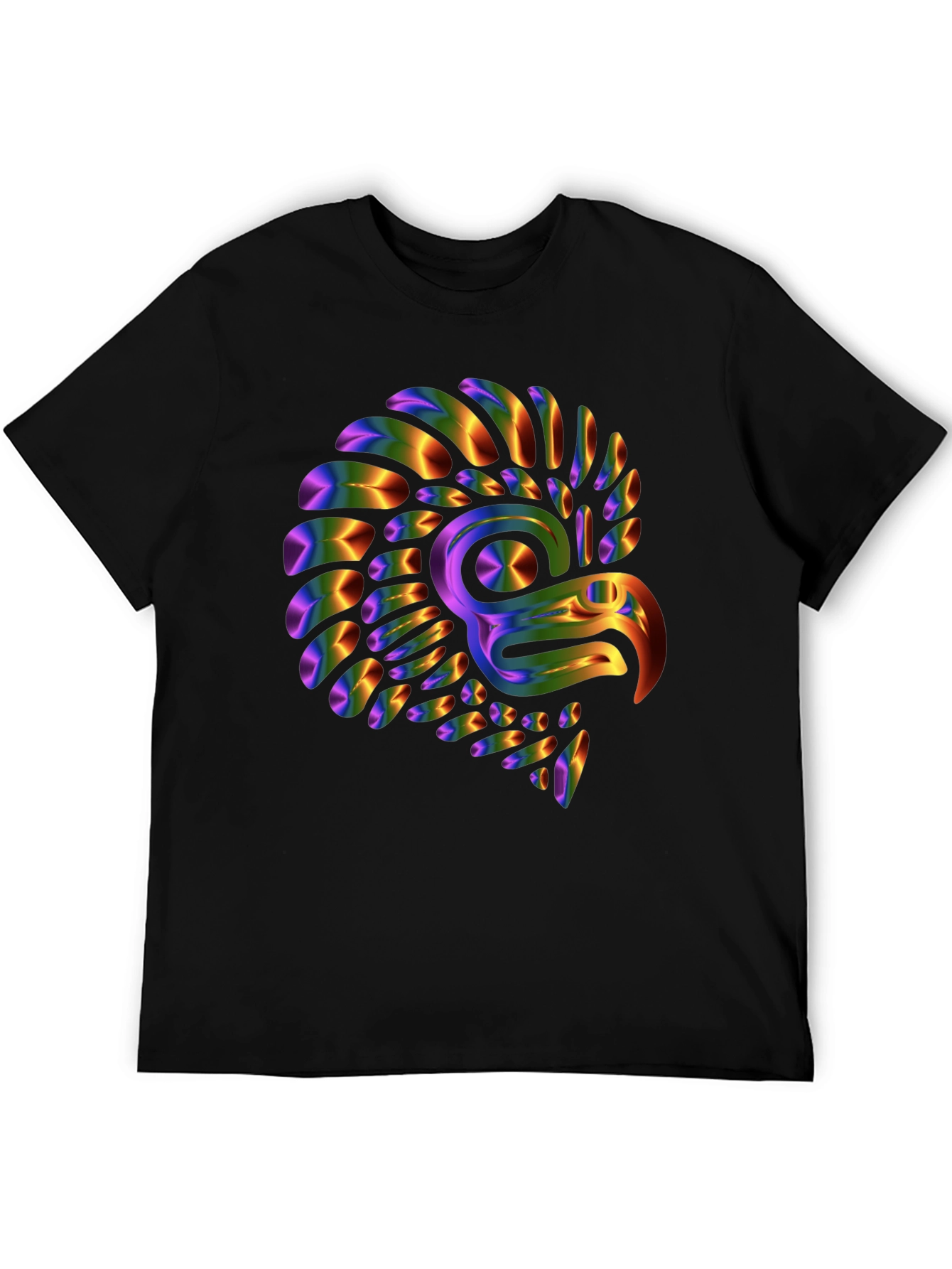 Rainbow Eagle Graphic Tee - Black Cotton Blend