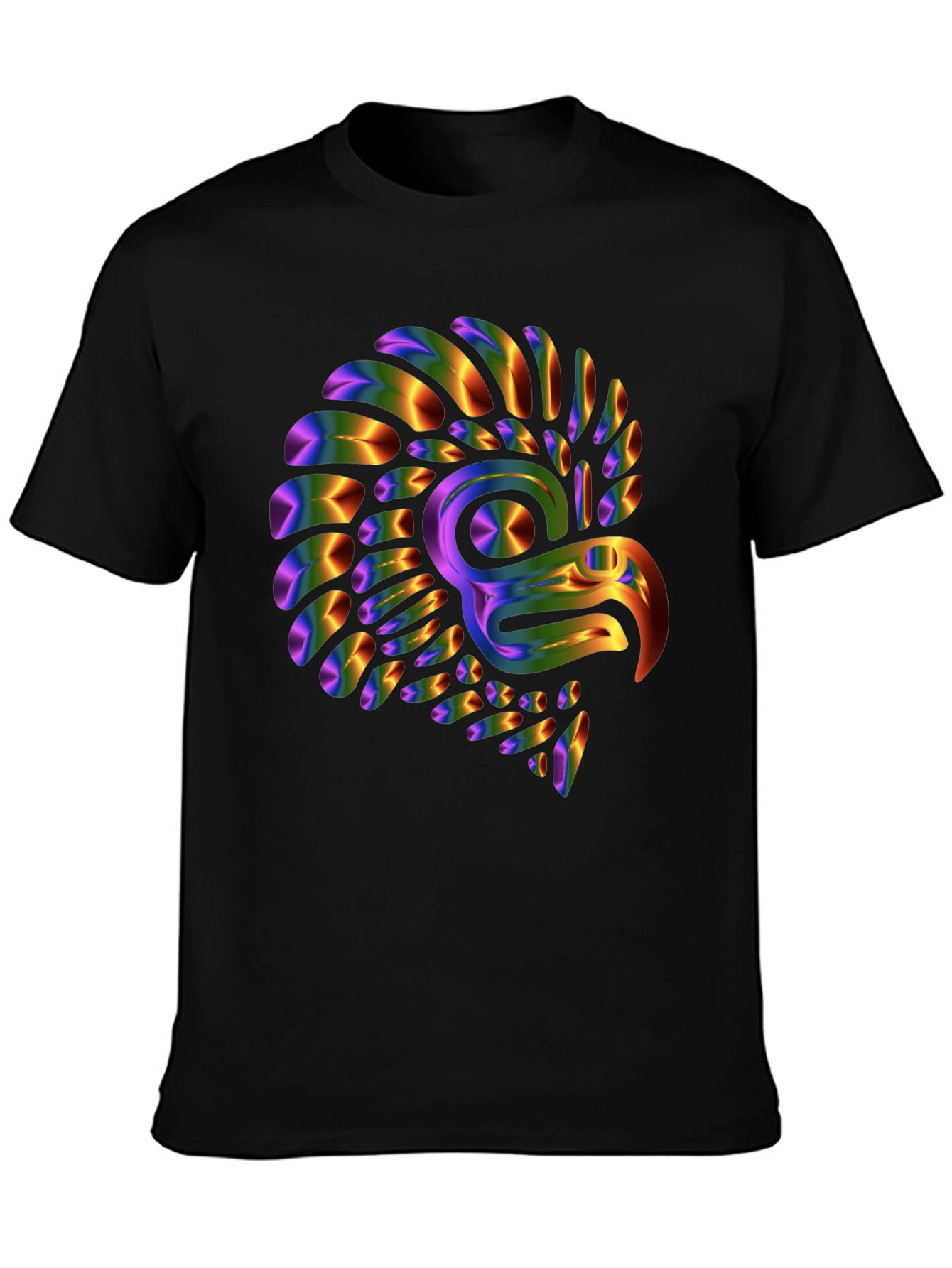 Rainbow Eagle Graphic Tee - Black Cotton Blend