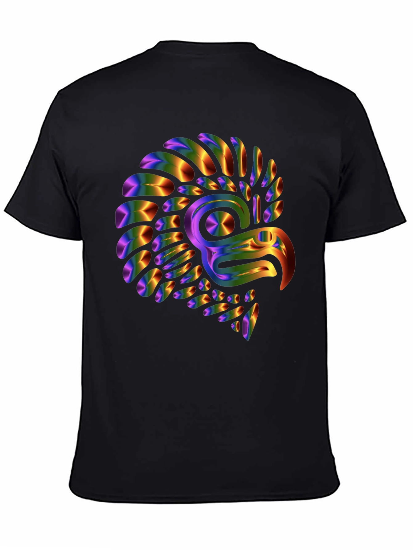Rainbow Eagle Graphic Tee - Black Cotton Blend