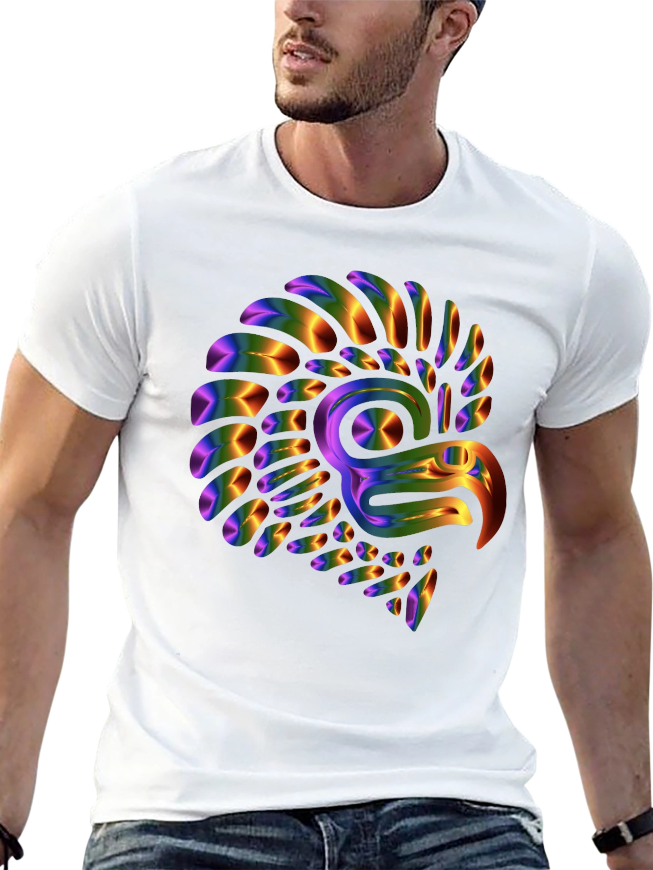 Rainbow Eagle Graphic Tee - Black Cotton Blend