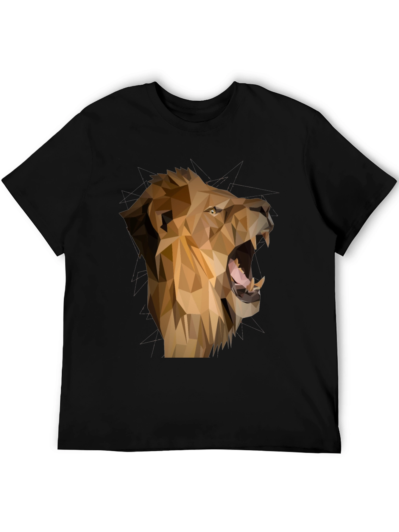 Geometric Lion Graphic Tee - Mens Black T-Shirt