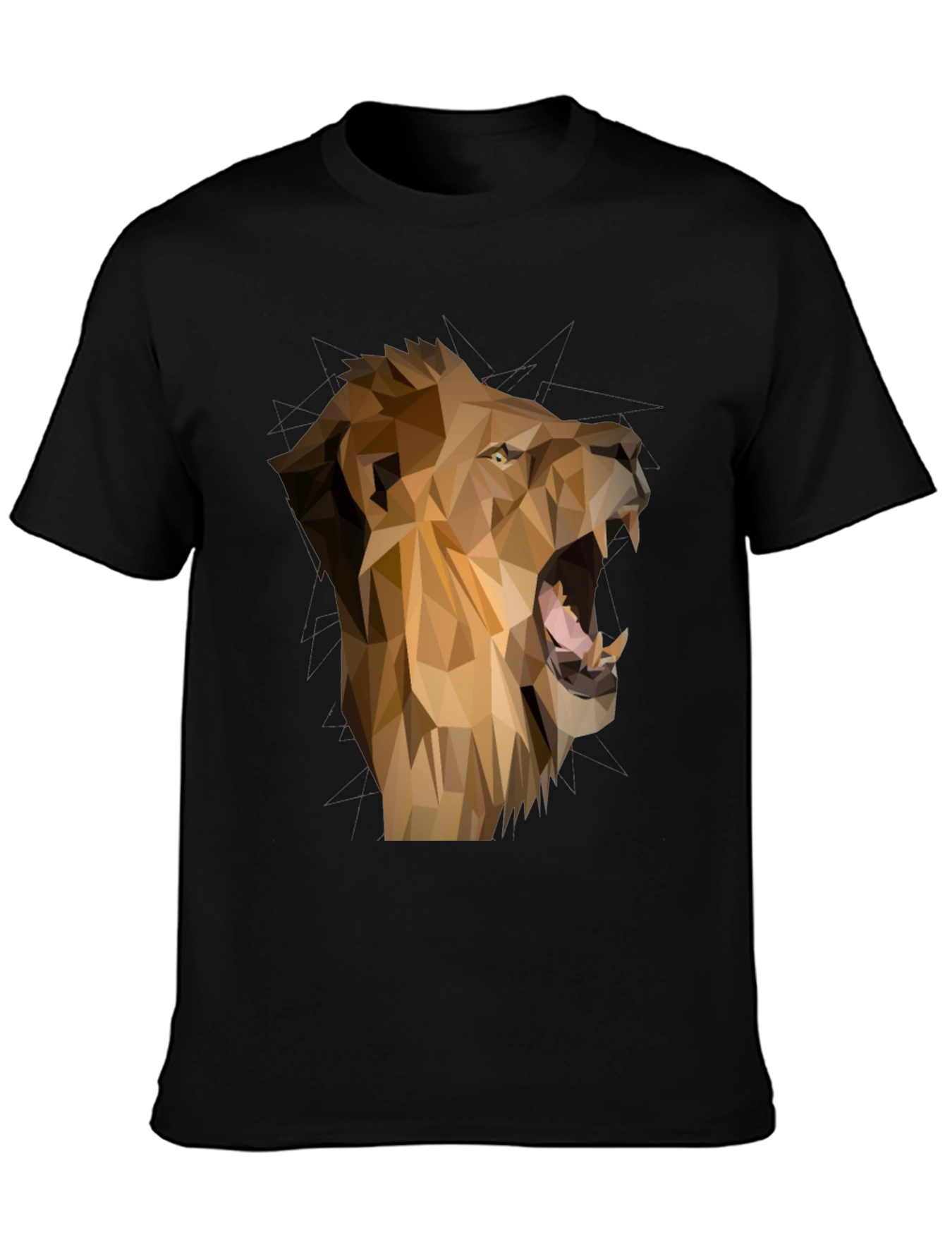 Geometric Lion Graphic Tee - Mens Black T-Shirt